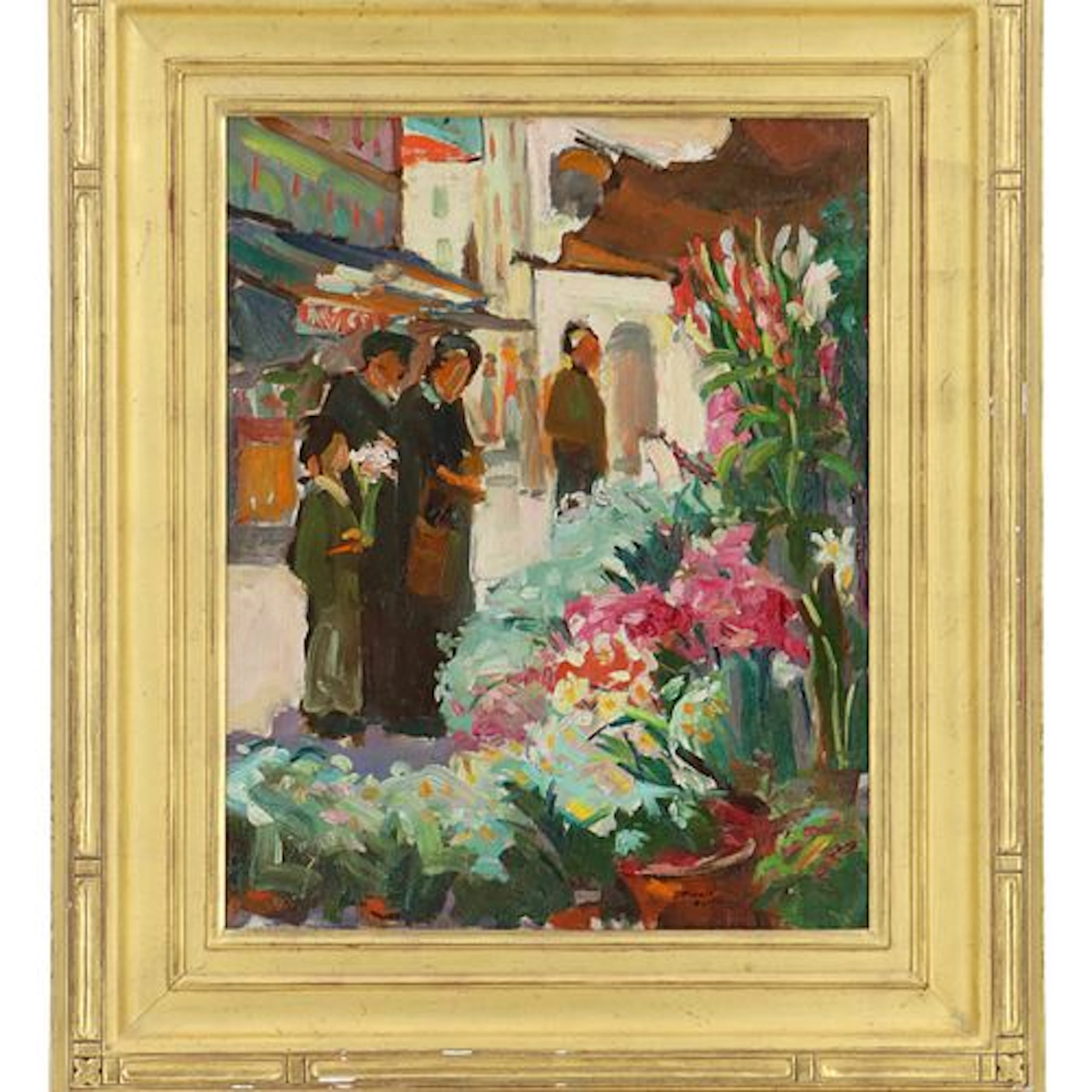 Donald Blagge Barton (1903-1990) American, Oil on Canvas "Flower Shopping"