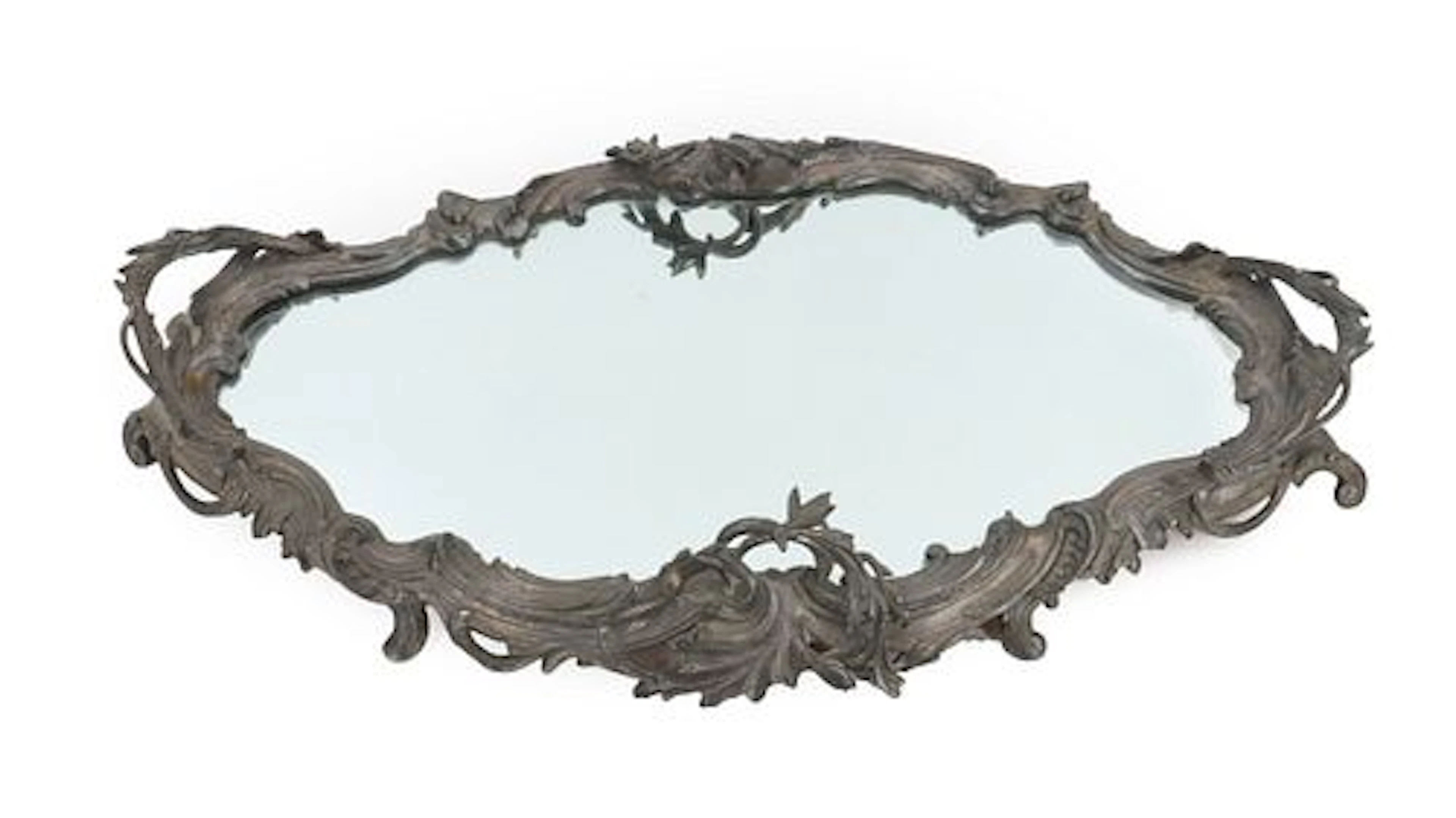 Antique Rococo Mirror Plate Tray