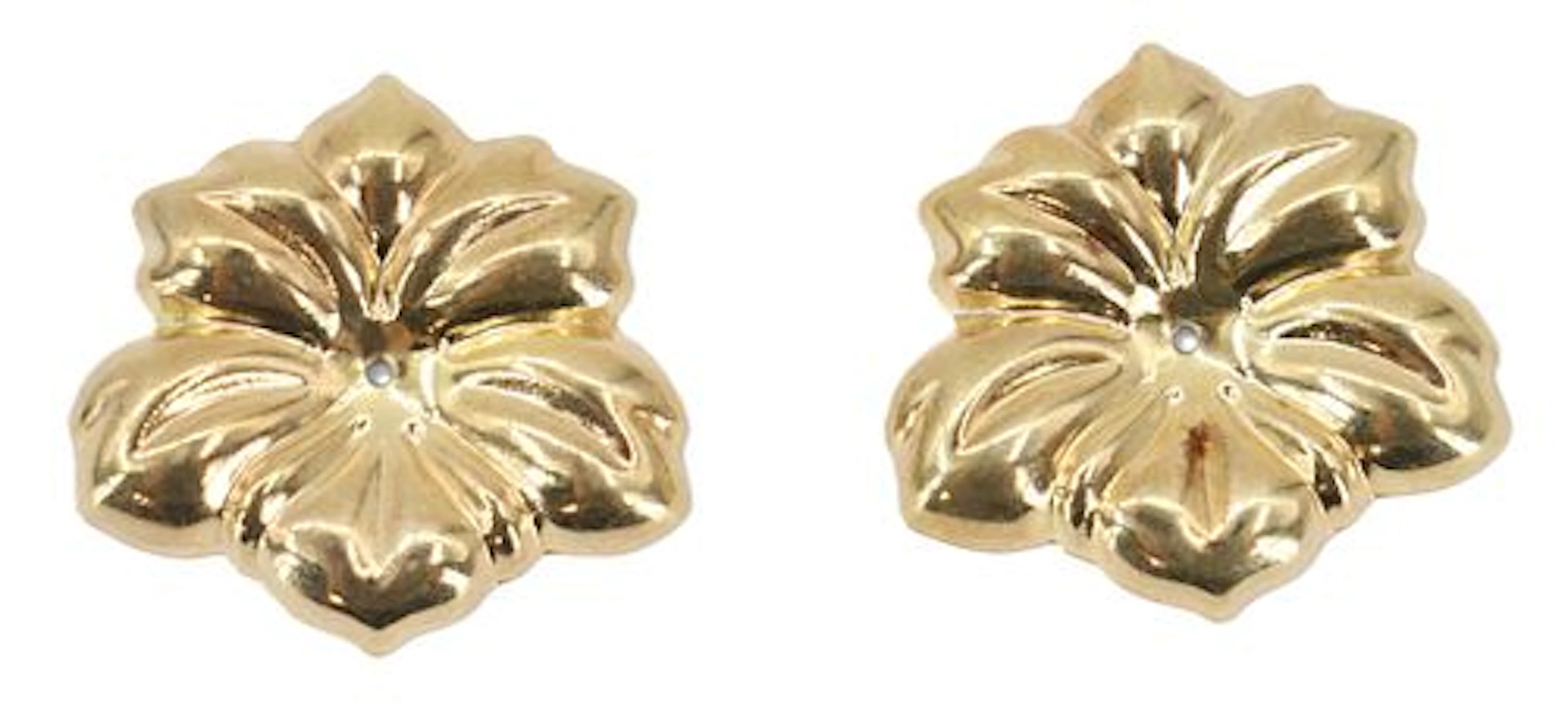 Pair of Marked 14k Gold Italian UnoAerre Sculptured Floral Earring