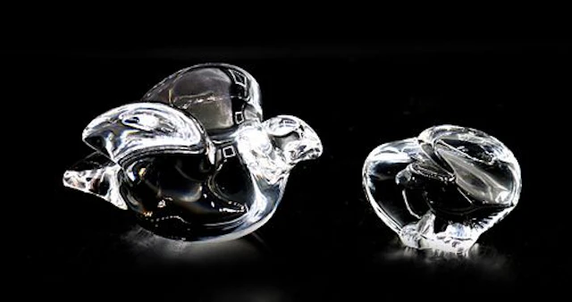 (2) Steuben and Orrefors Crystal Bird Sculptures