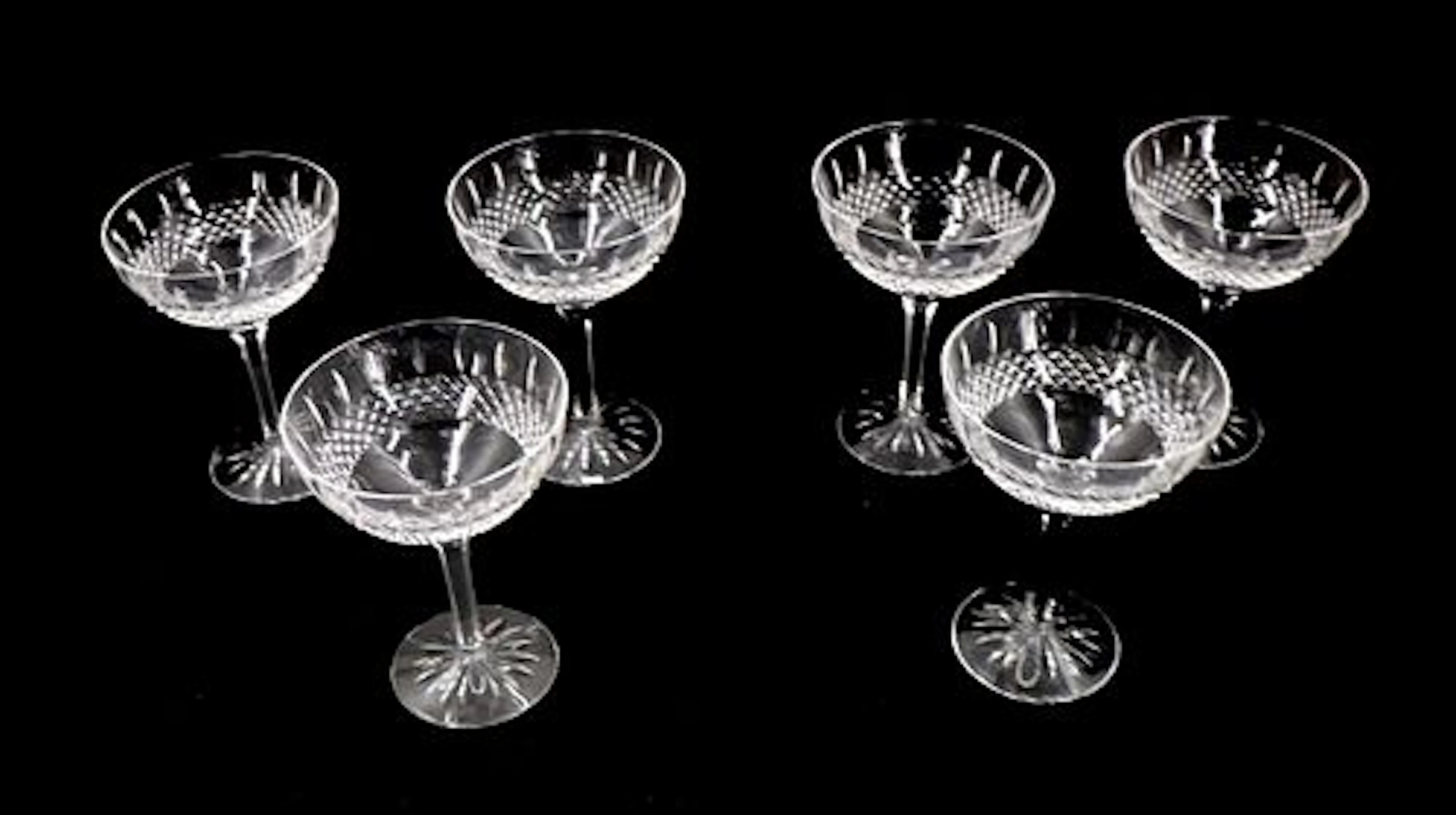 (6) Waterford Crystal Champagne Coupes or Sherbet Glasses