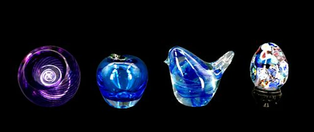 (4) Art Glass Sculptural Paperweights