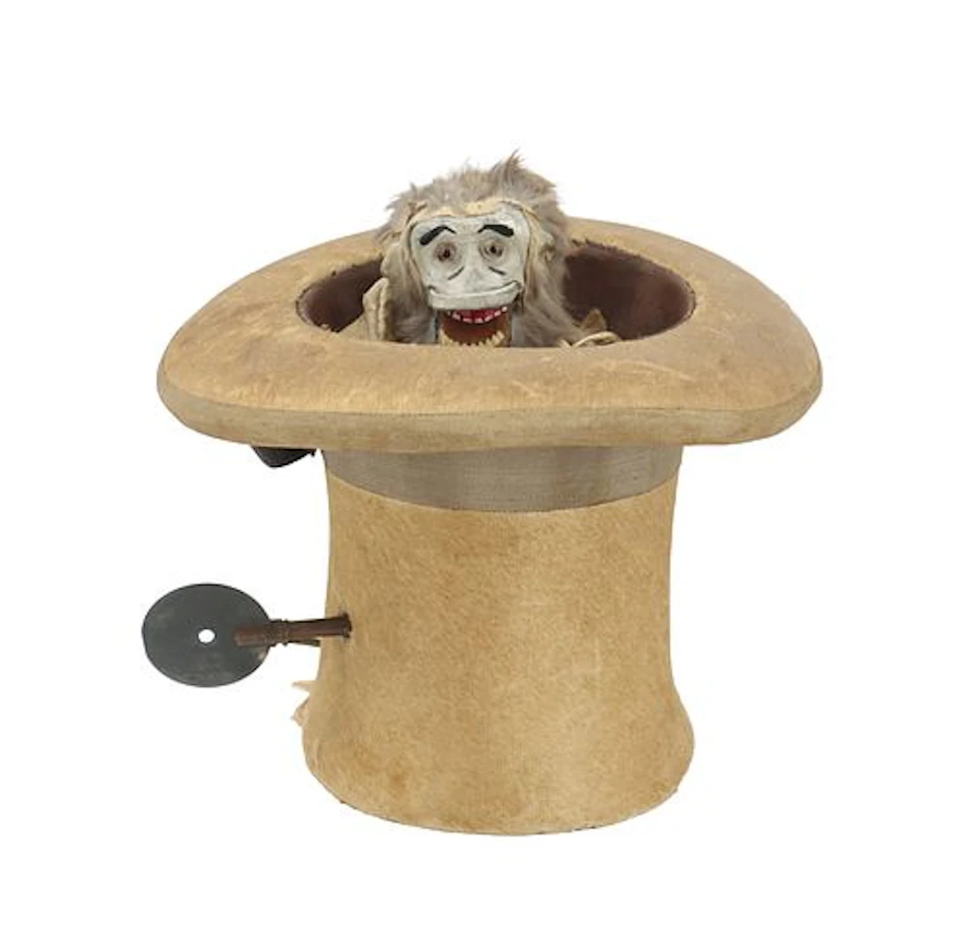 French Automaton Mechanical Monkey in Top Hat