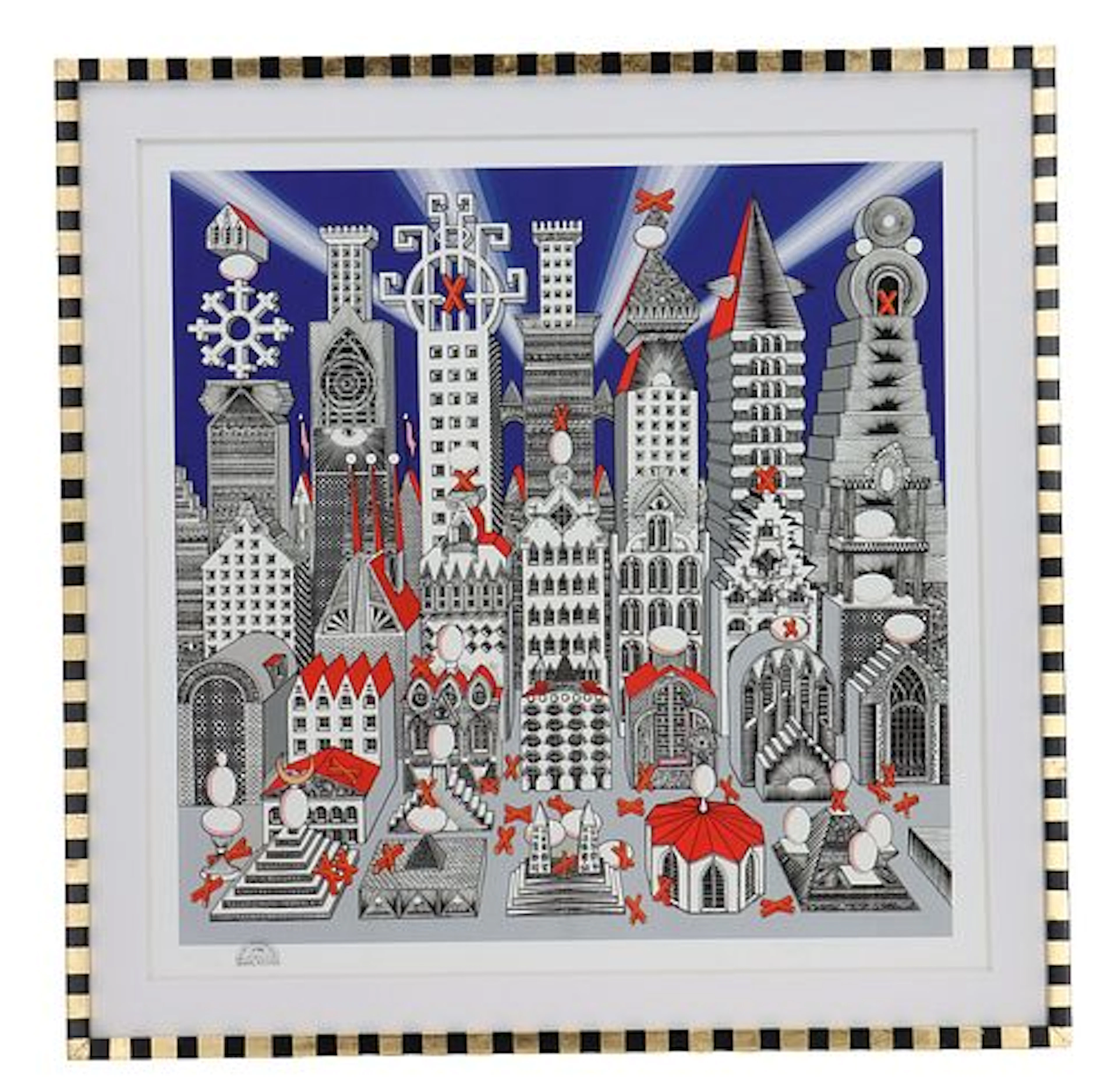 Pedro Friedeberg (Born 1936) Mexican, Original Serigraph "Ciudad de