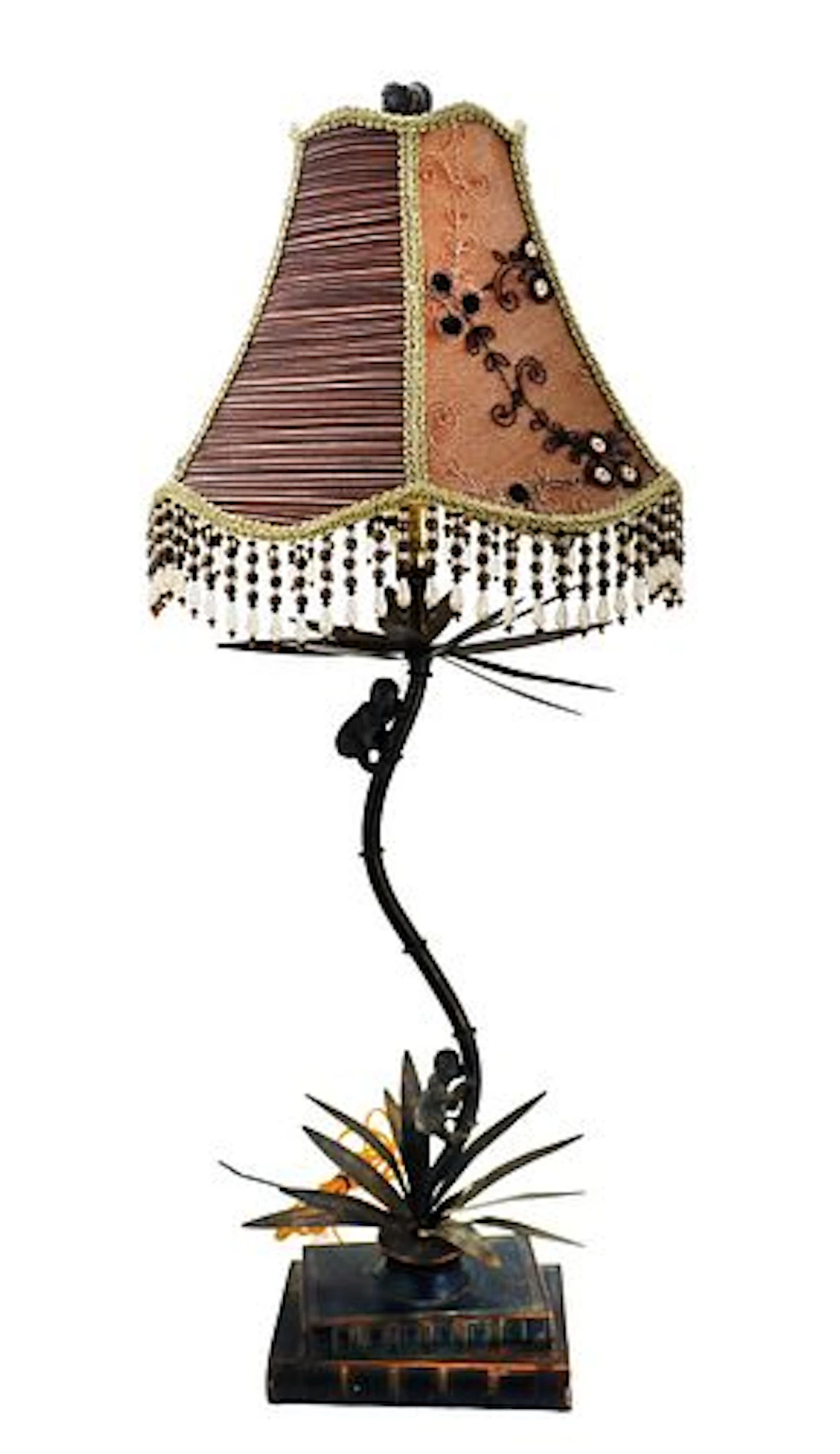 Vintage Maitland-Smith Bronze and Brass Tropical Table Lamp