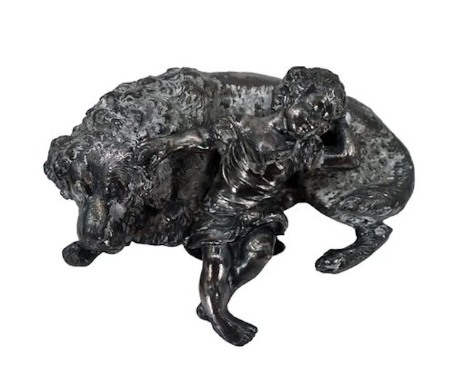 Antique Figural Likely French Silvered Bronze Heavy Sculpture