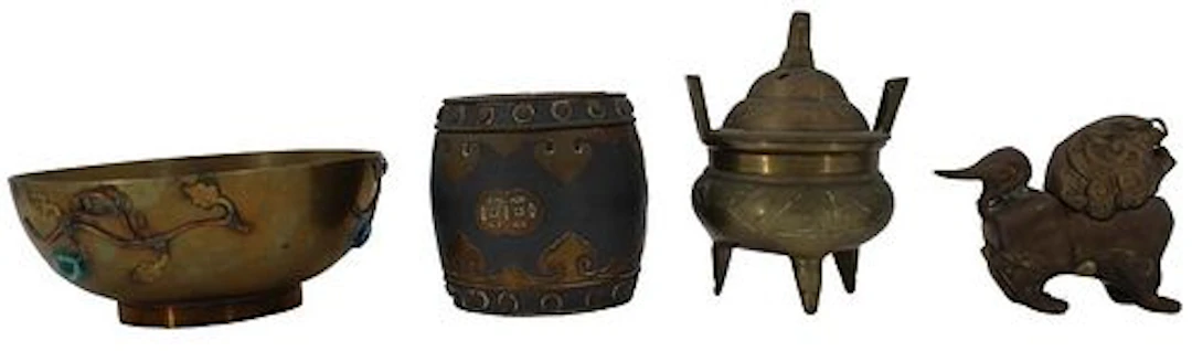 (4) Vintage Asian Brass Items