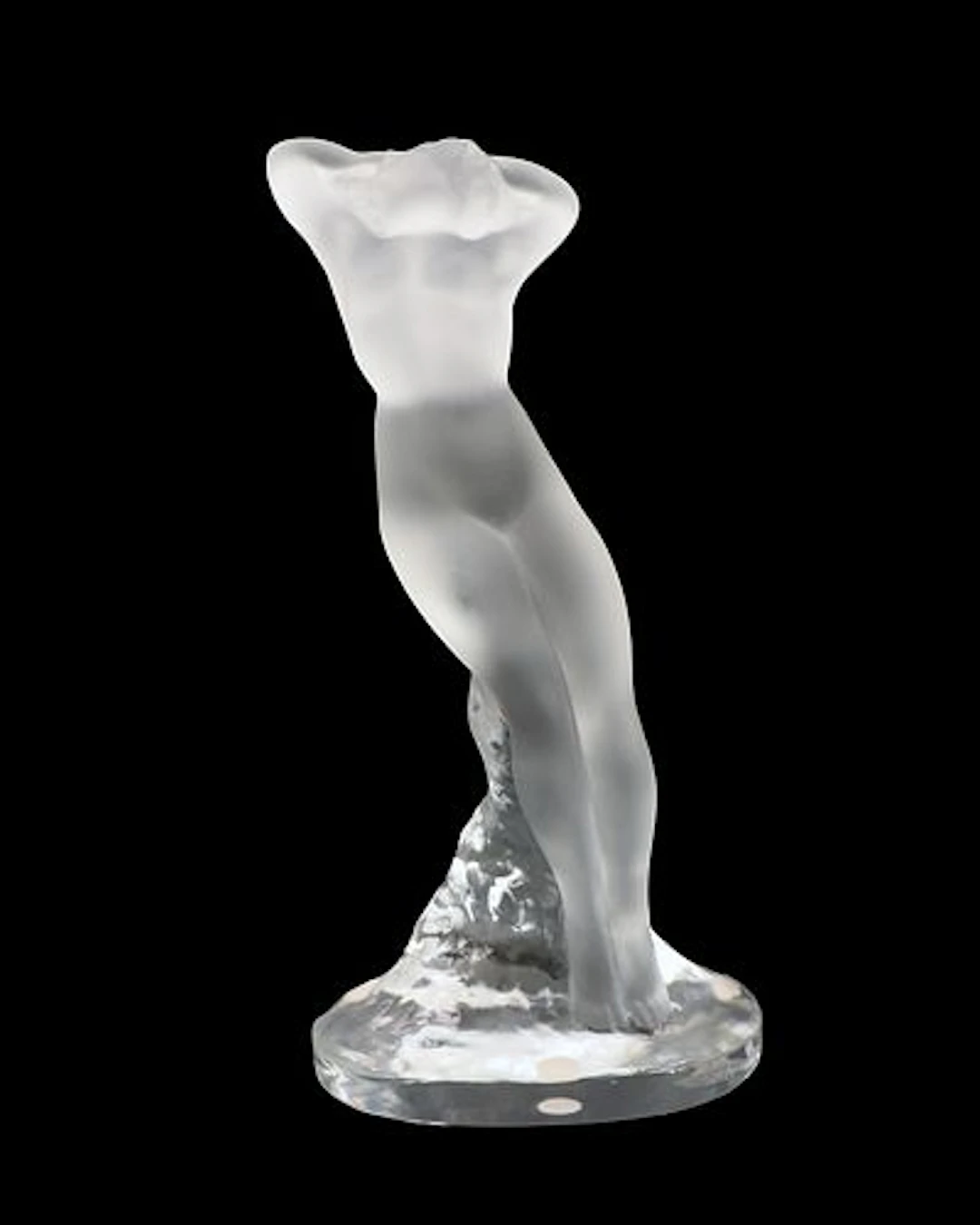 French Lalique 'Danseuse Bras Leves' Frosted Glass Figural Sculpture