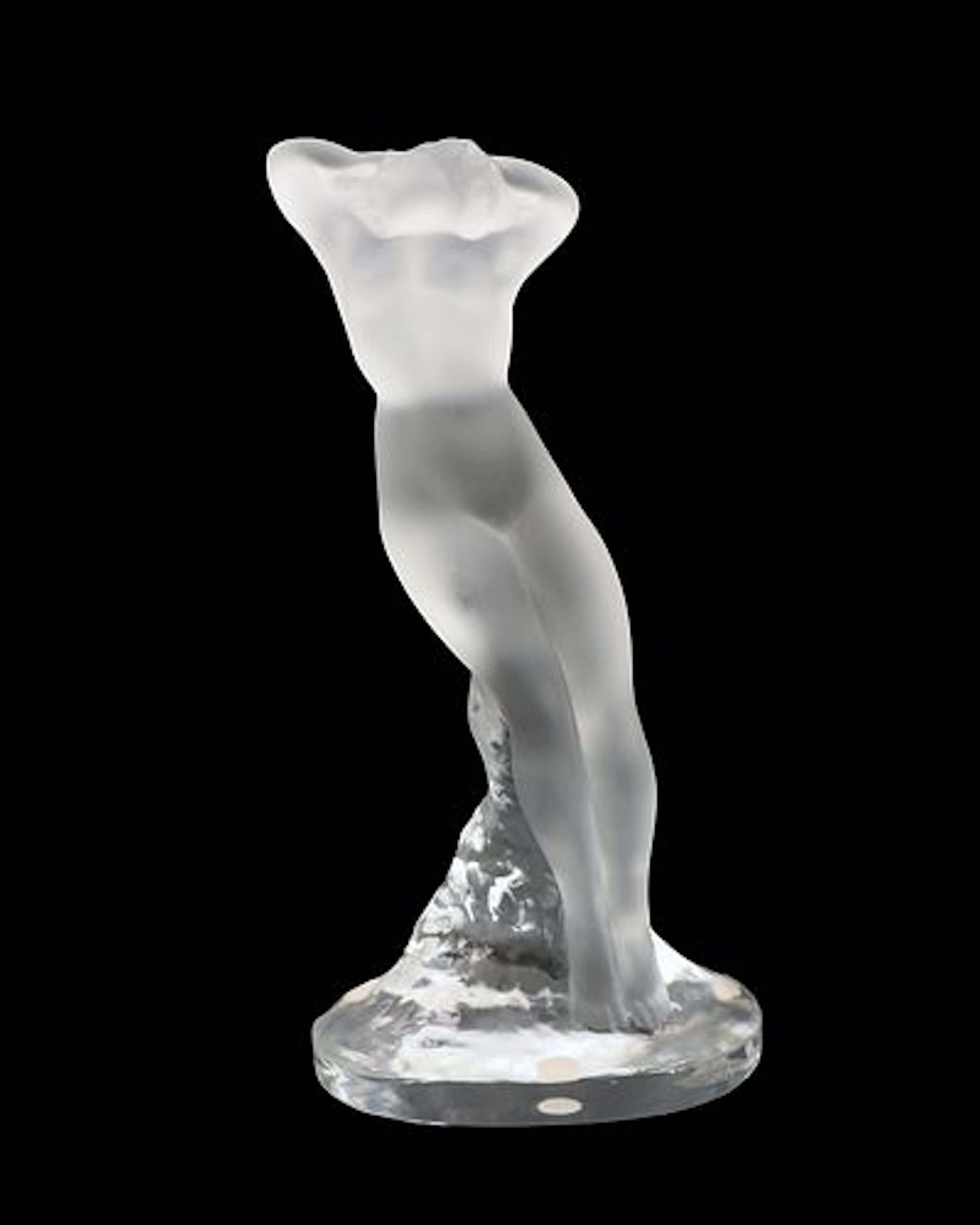 French Lalique 'Danseuse Bras Leves' Frosted Glass Figural Sculpture