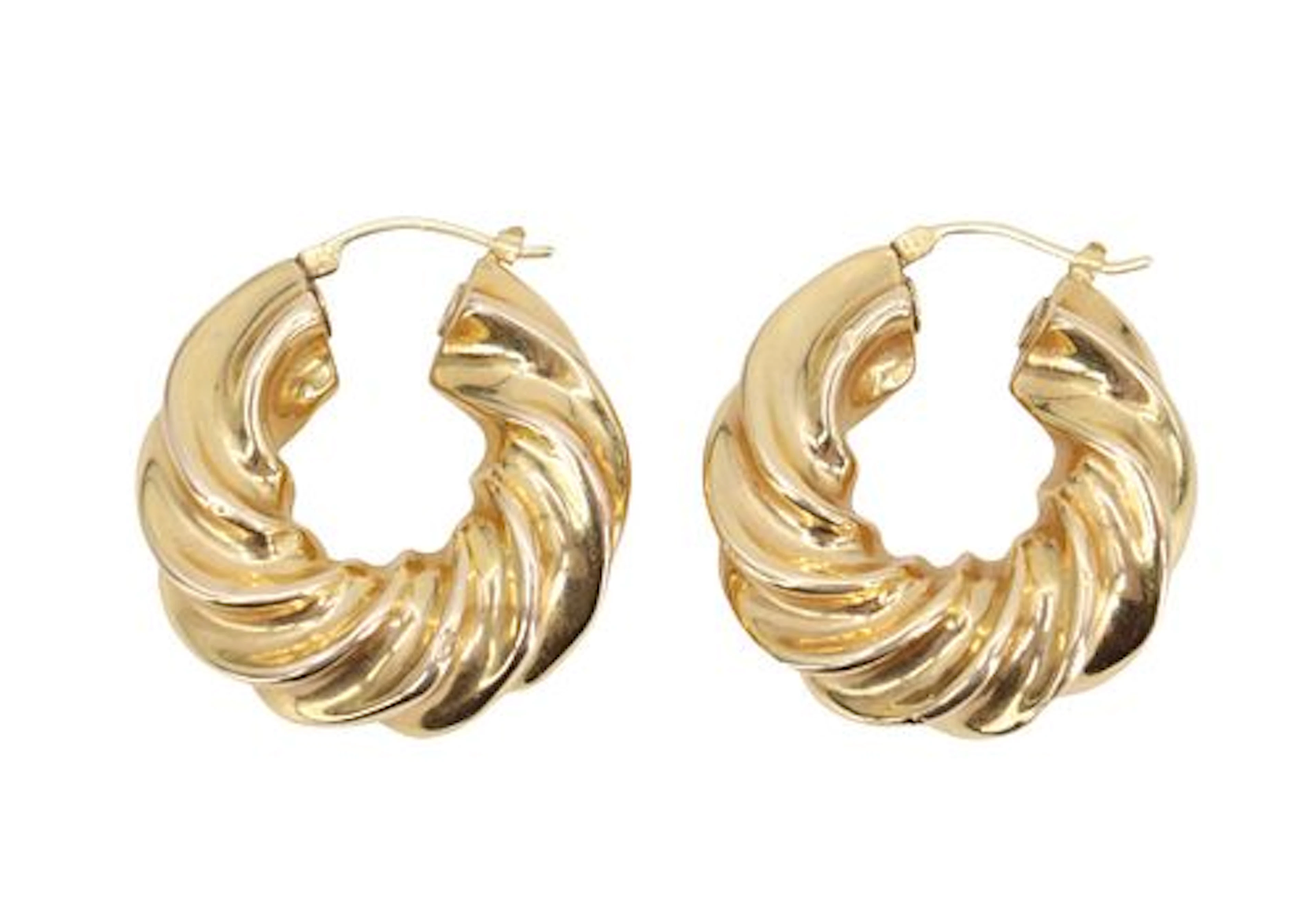 Pair of 14k Gold Twisted Hoop Earrings - 9.6 g.