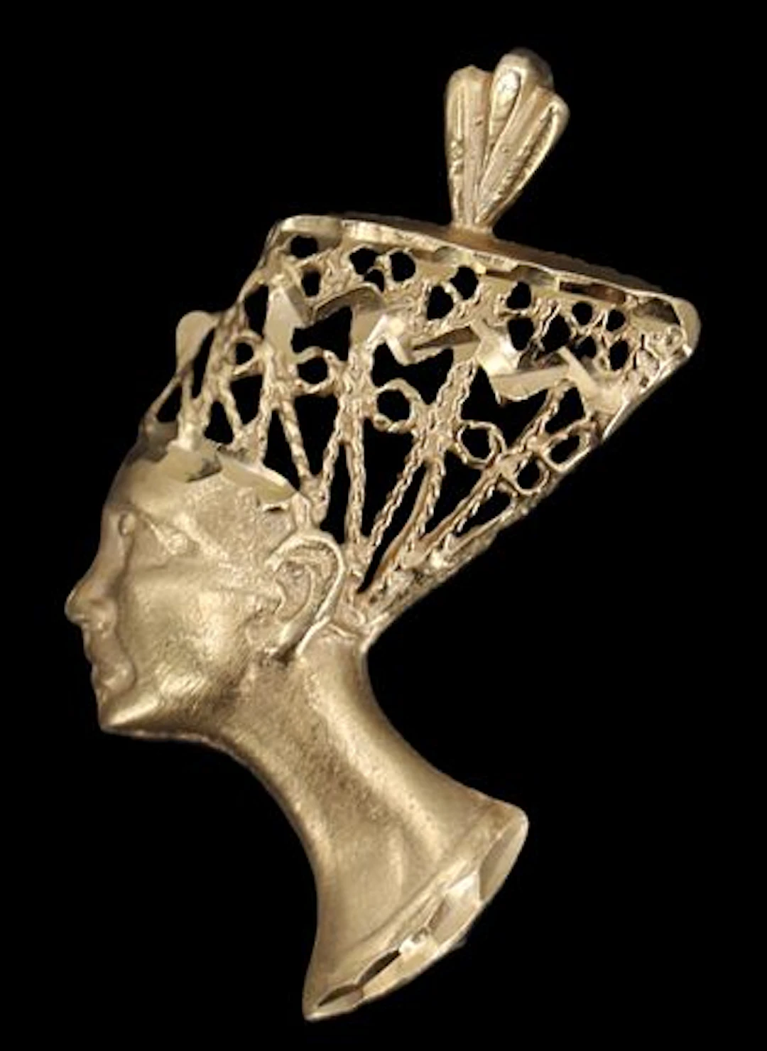 Marked 14k Gold Filigree Egyptian Queen Nefertiti Profile Pendant - 2.1 g.