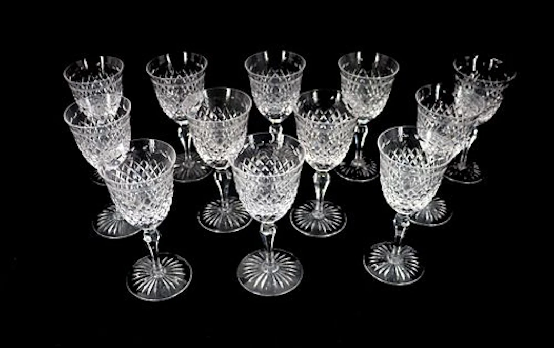 (12) Stuart Crystal Hardwicke Collection Cut Crystal Wine Glasses