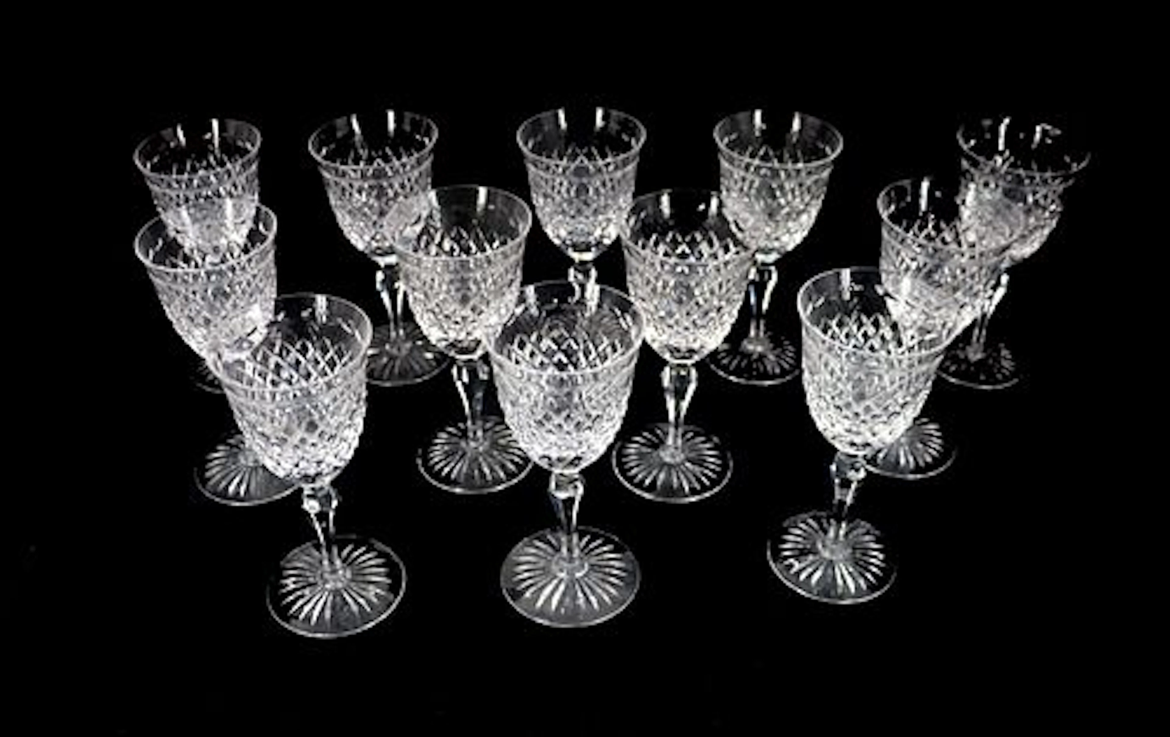 (12) Stuart Crystal Hardwicke Collection Cut Crystal Wine Glasses