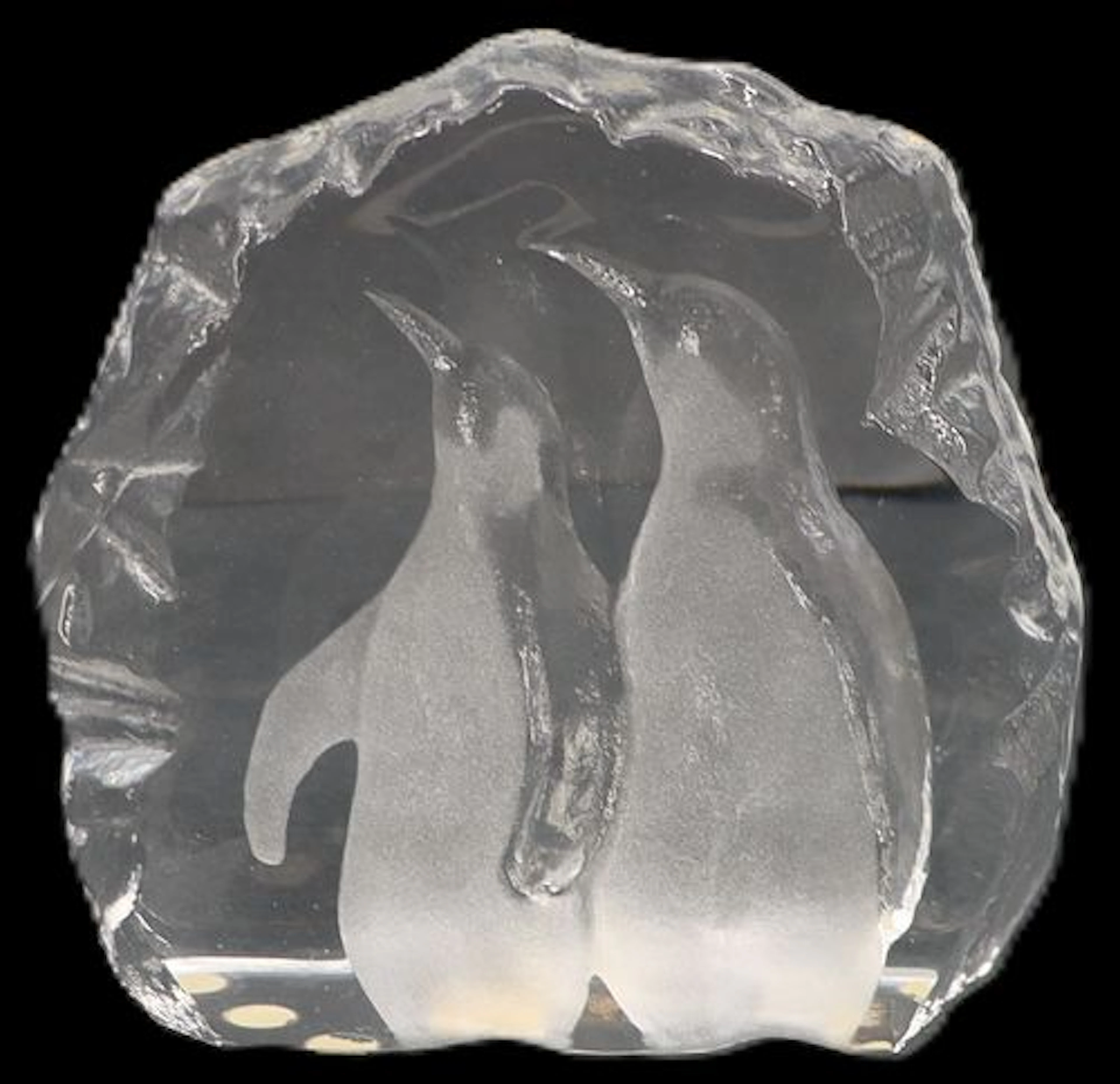 Mats Jonasson (Born 1945, Swedish, Kosta Boda Engraved Crystal Penguins
