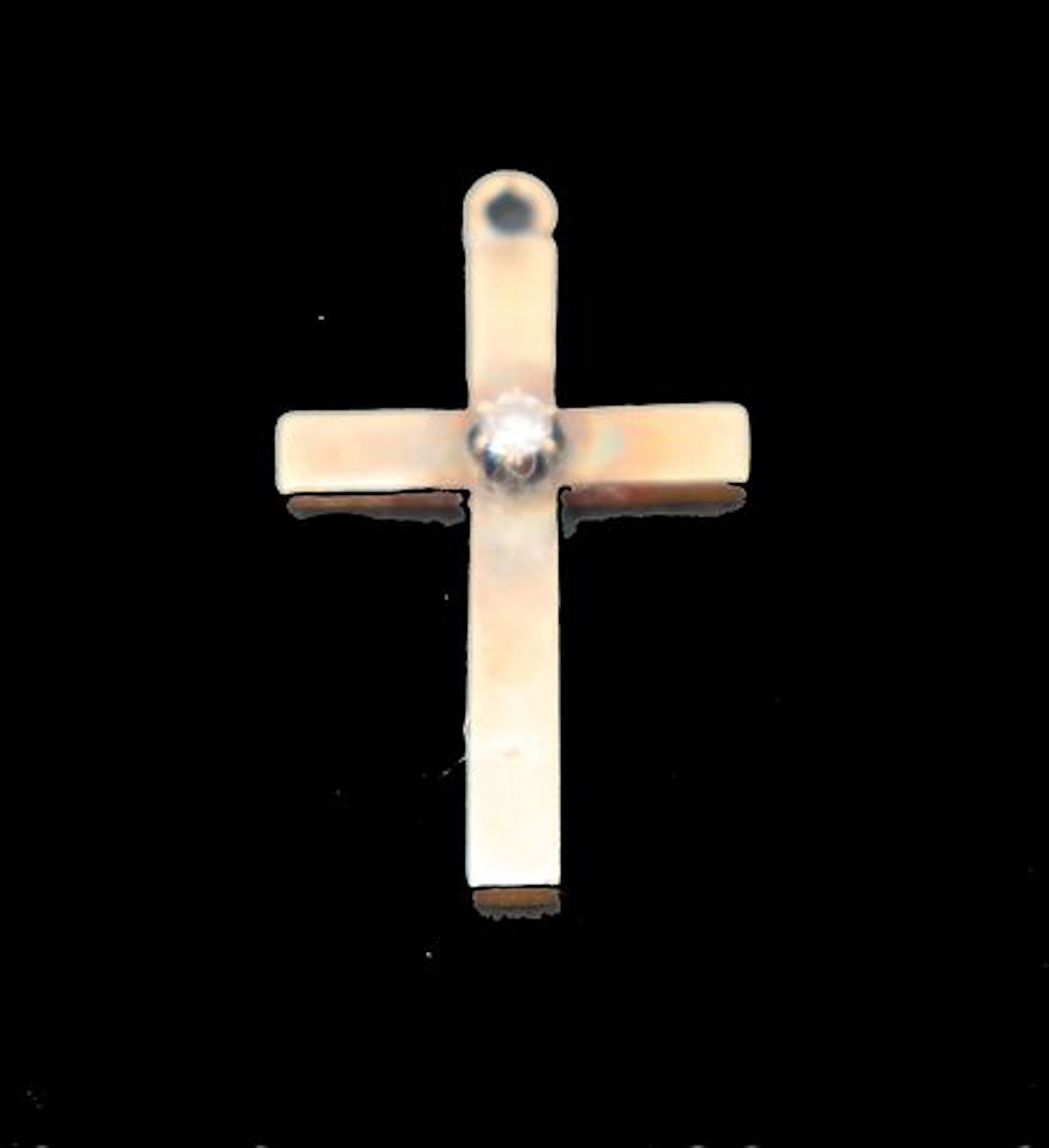 Tested 10k Gold and Diamond Cross Pendant - Gross 1 g.