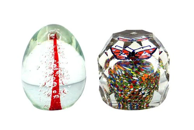 (2) Murano Art Glass Paperweights