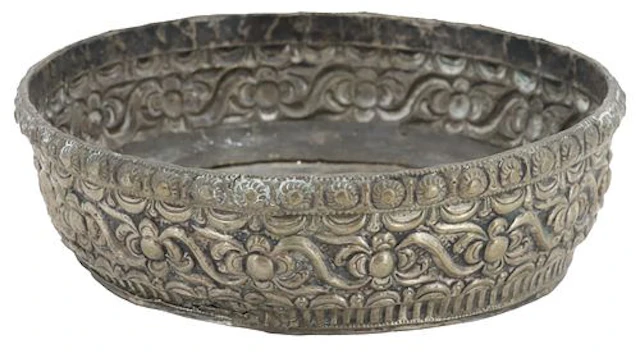 Antique Southeast Asian Repousse Silver Alloy Base