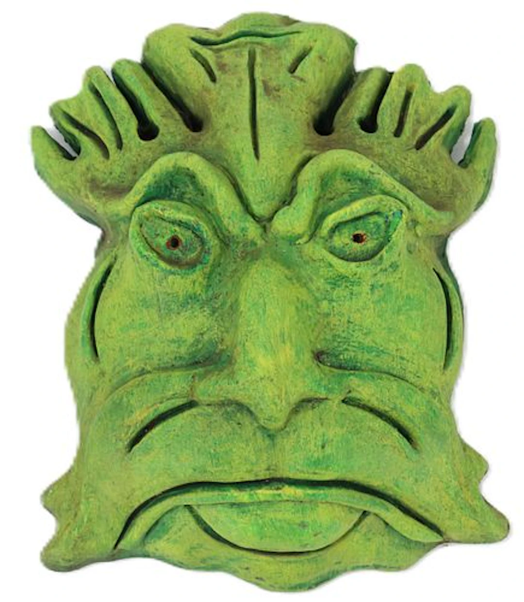 Richard Safro (1940-2025) American, Gargoyle Mask Green Pottery Wall Sculpture