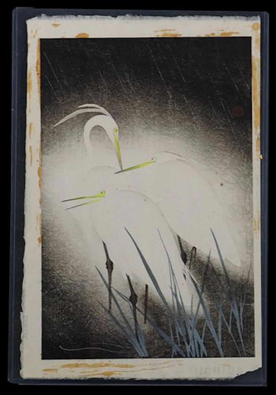 Koei Hashimoto (1892-1956) Japanese, Woodblock Print, "Snowy Herons"