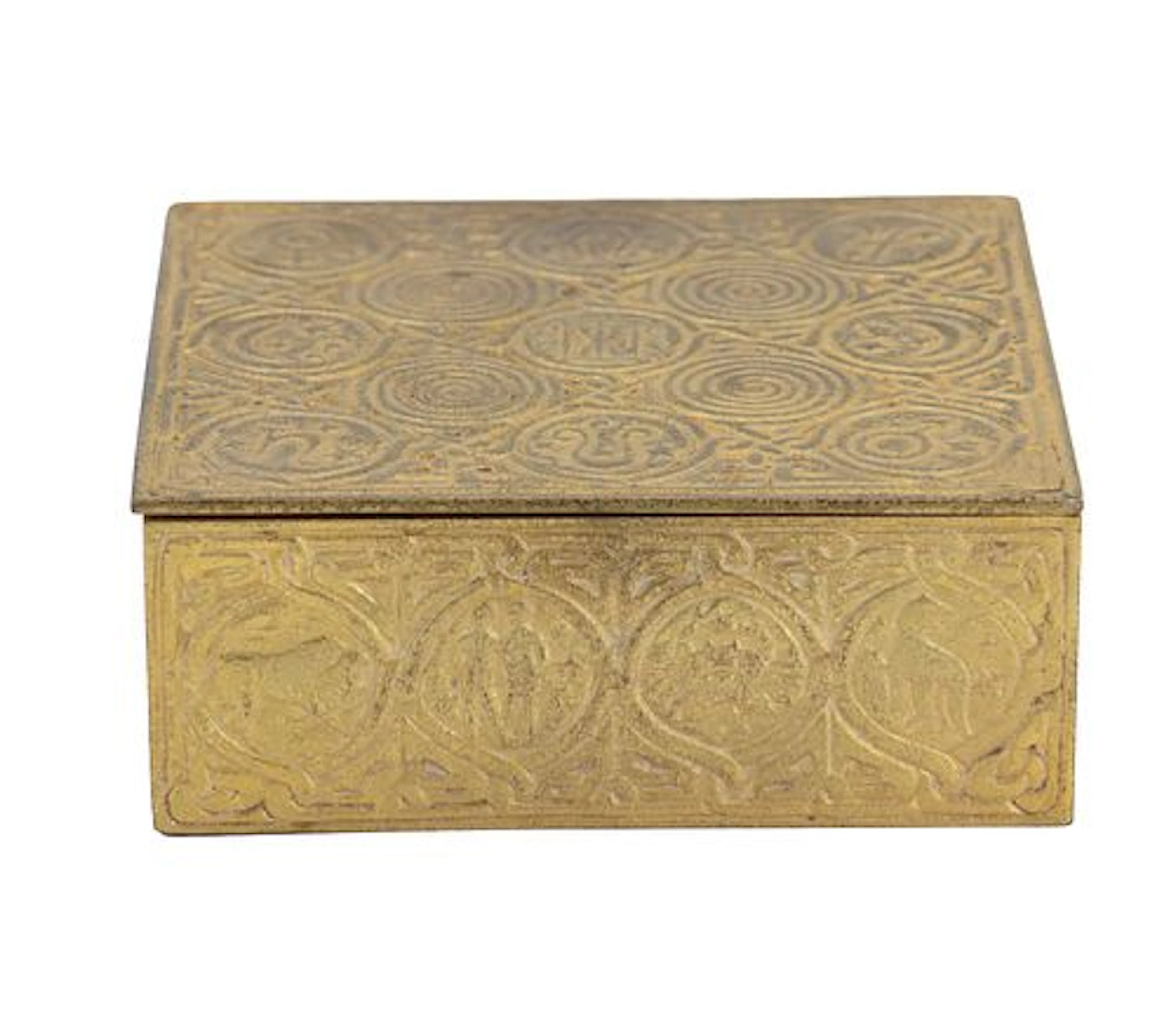 Tiffany Studios New York Zodiac Pattern Bronze Dore Box