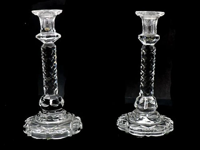 William Yeoward (1957-2019) British, (2) Cut Crystal Candlesticks