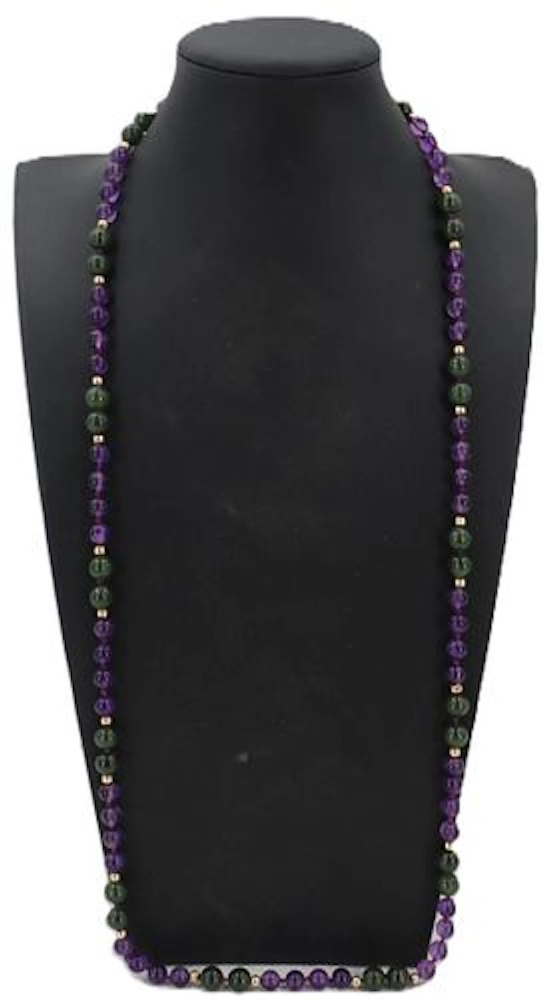 Amethyst, Jade, and 14k Gold Beaded Necklace