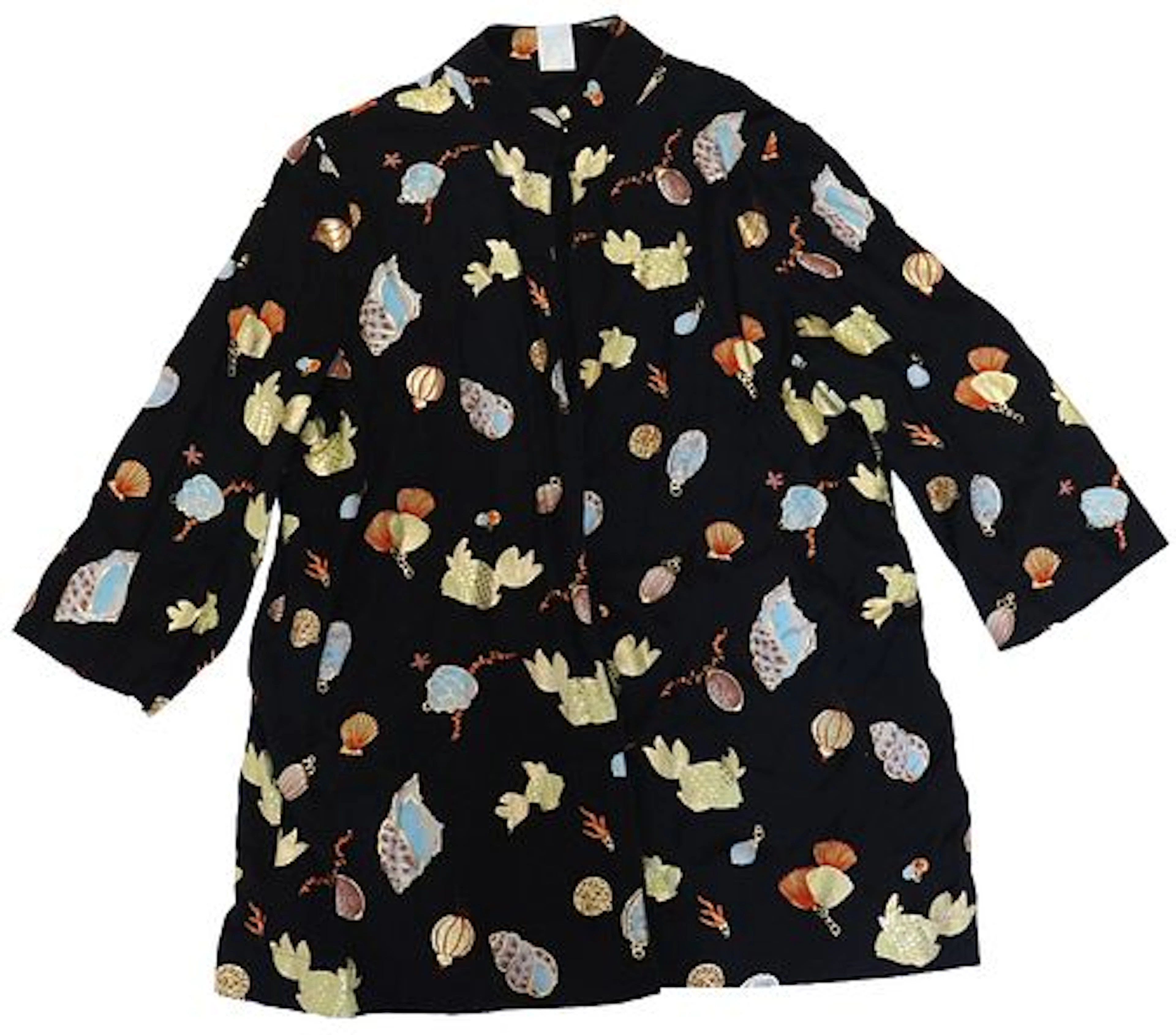 Gottex Black Seashell & Aquatic Motif Tunic Jacket
