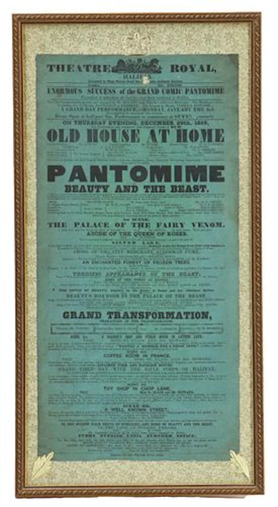 Theatre Royal, Halifax "Beauty and the Beast" Broadside Playbill