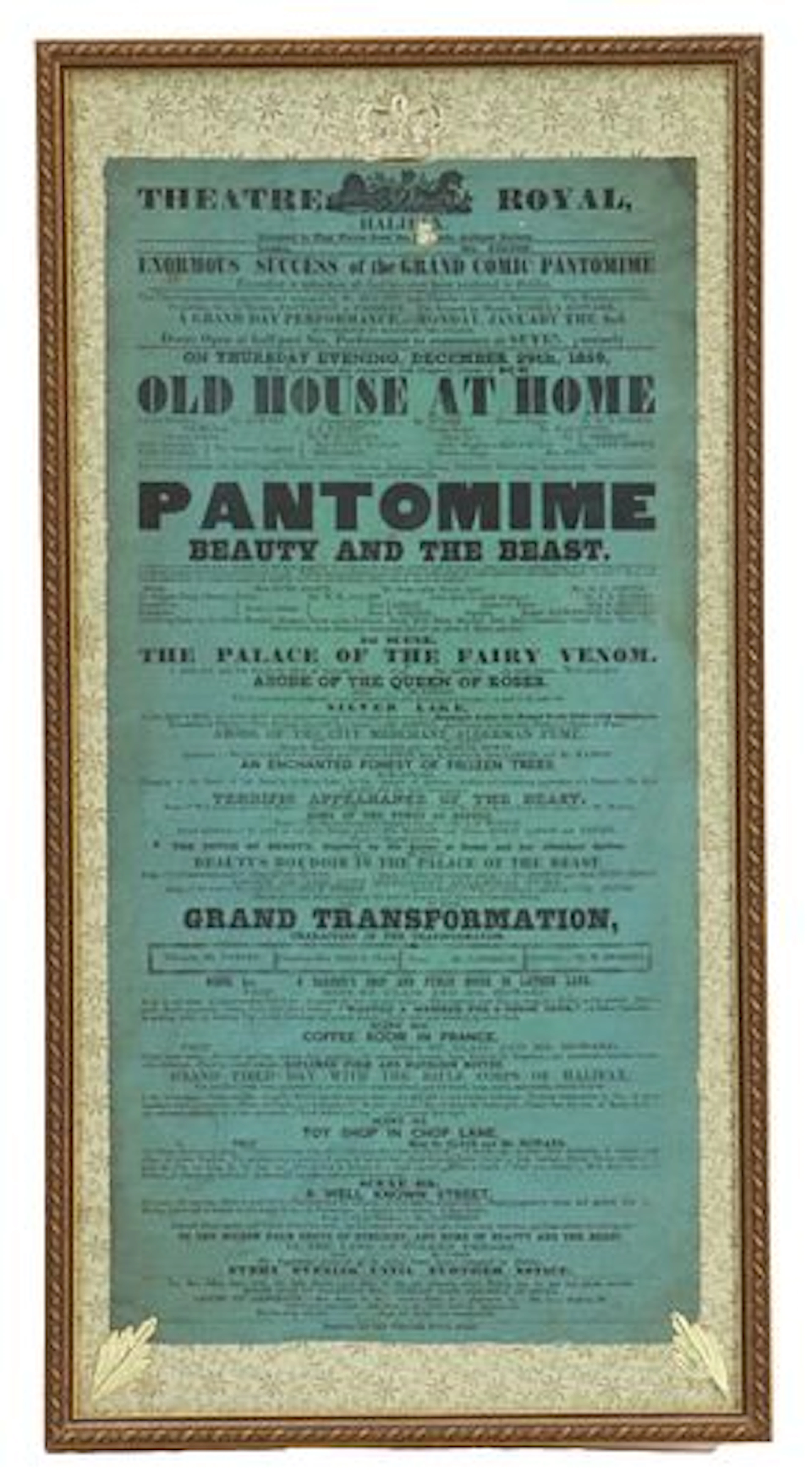 Theatre Royal, Halifax "Beauty and the Beast" Broadside Playbill