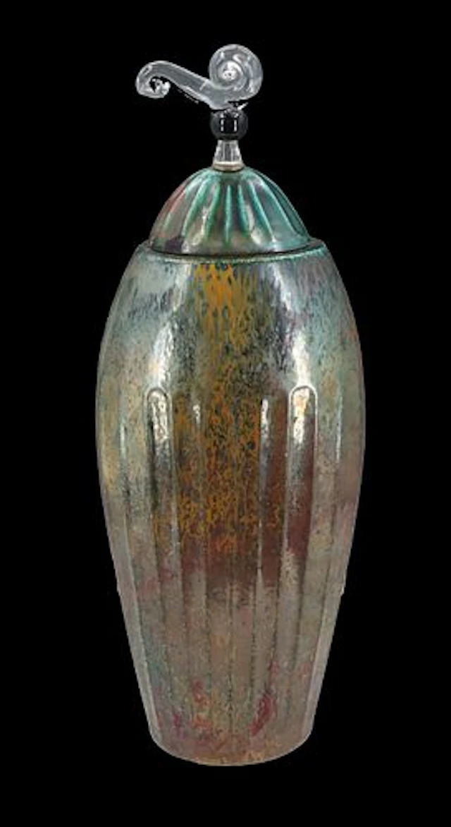 Tony Evans (1949-2009) American, Hand Made Rakuware Lidded Vase