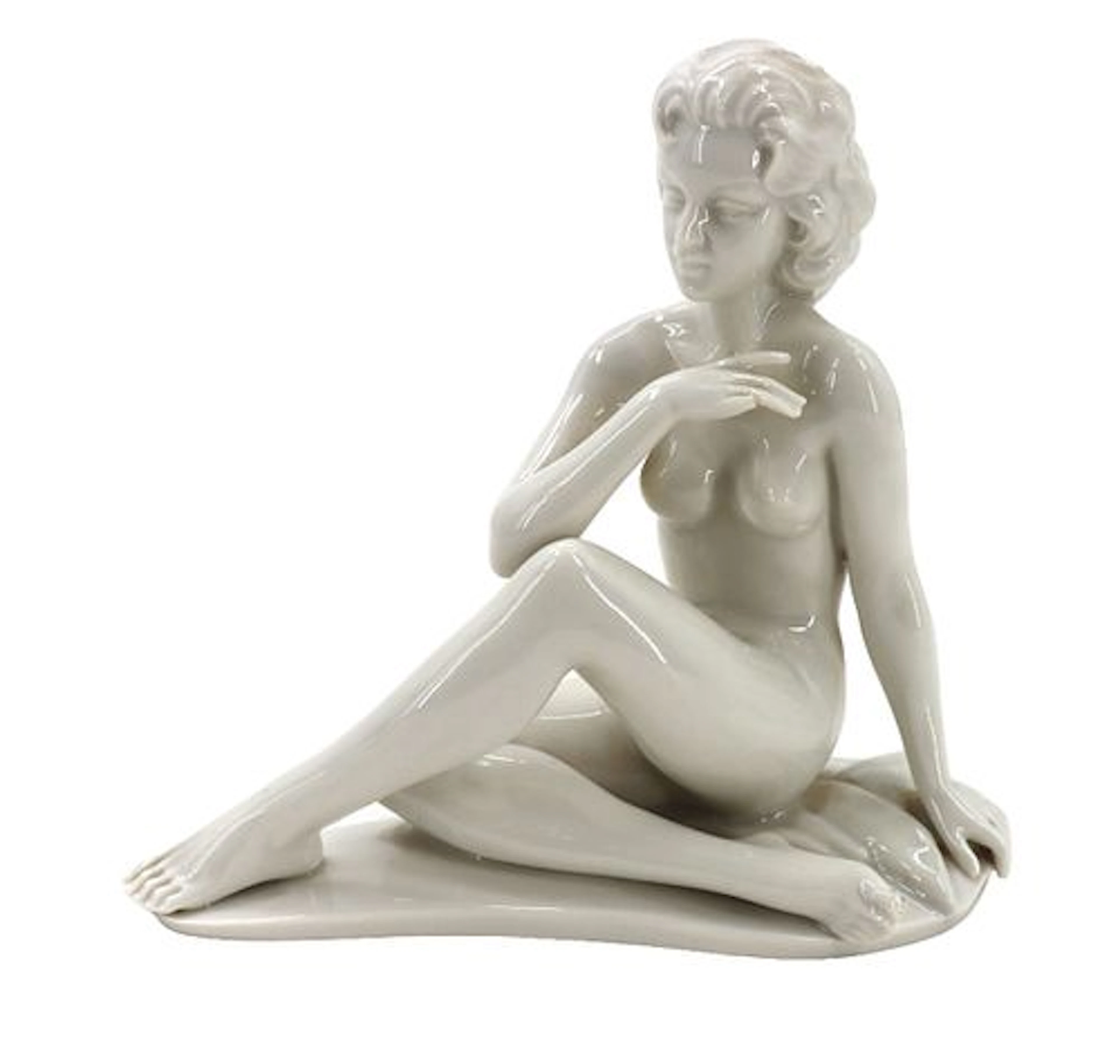Capodimonte White Porcelain Seated Figural Female Nude
