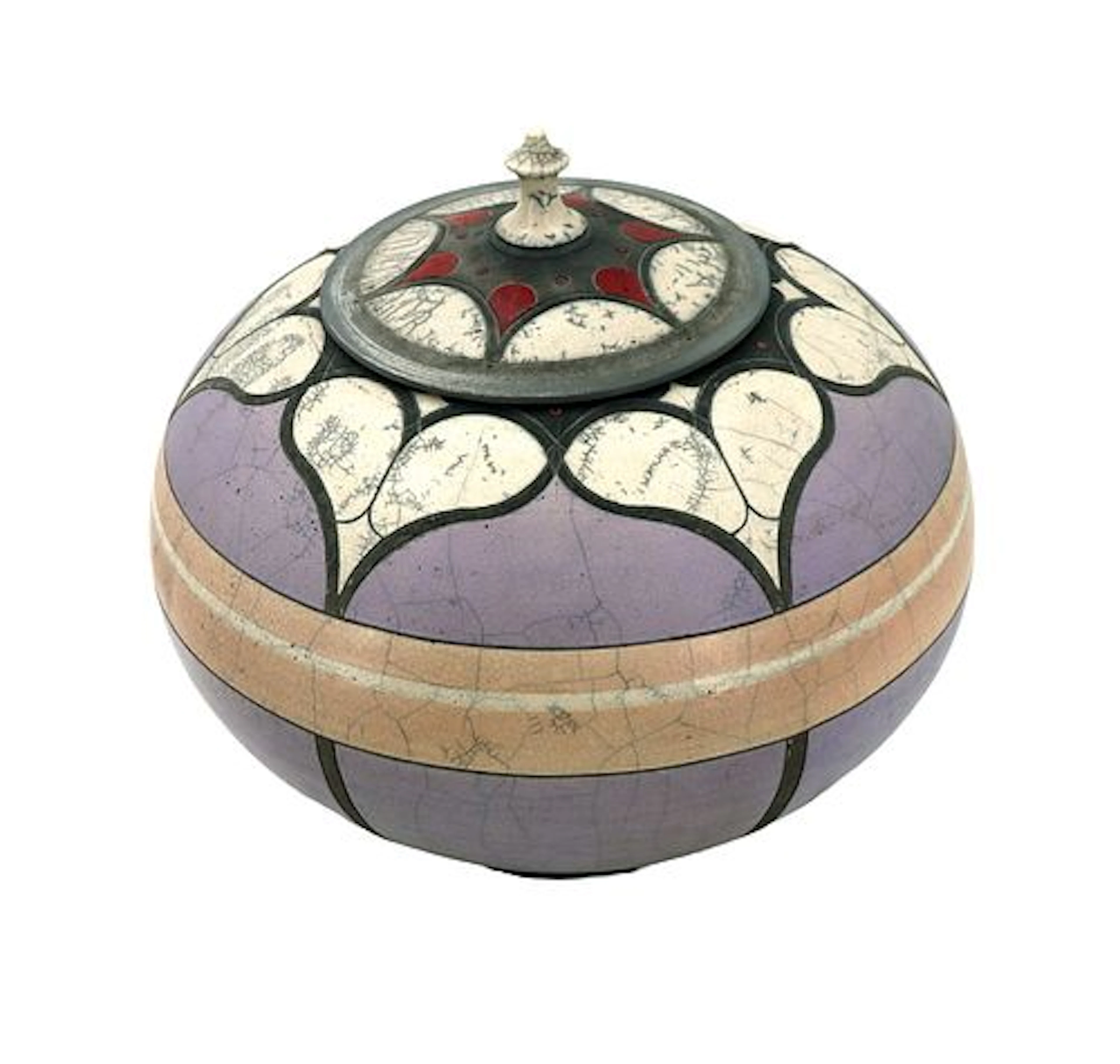 Andy Smith (Born 1951) American, Flower Raku Ceramic Lidded Vessel