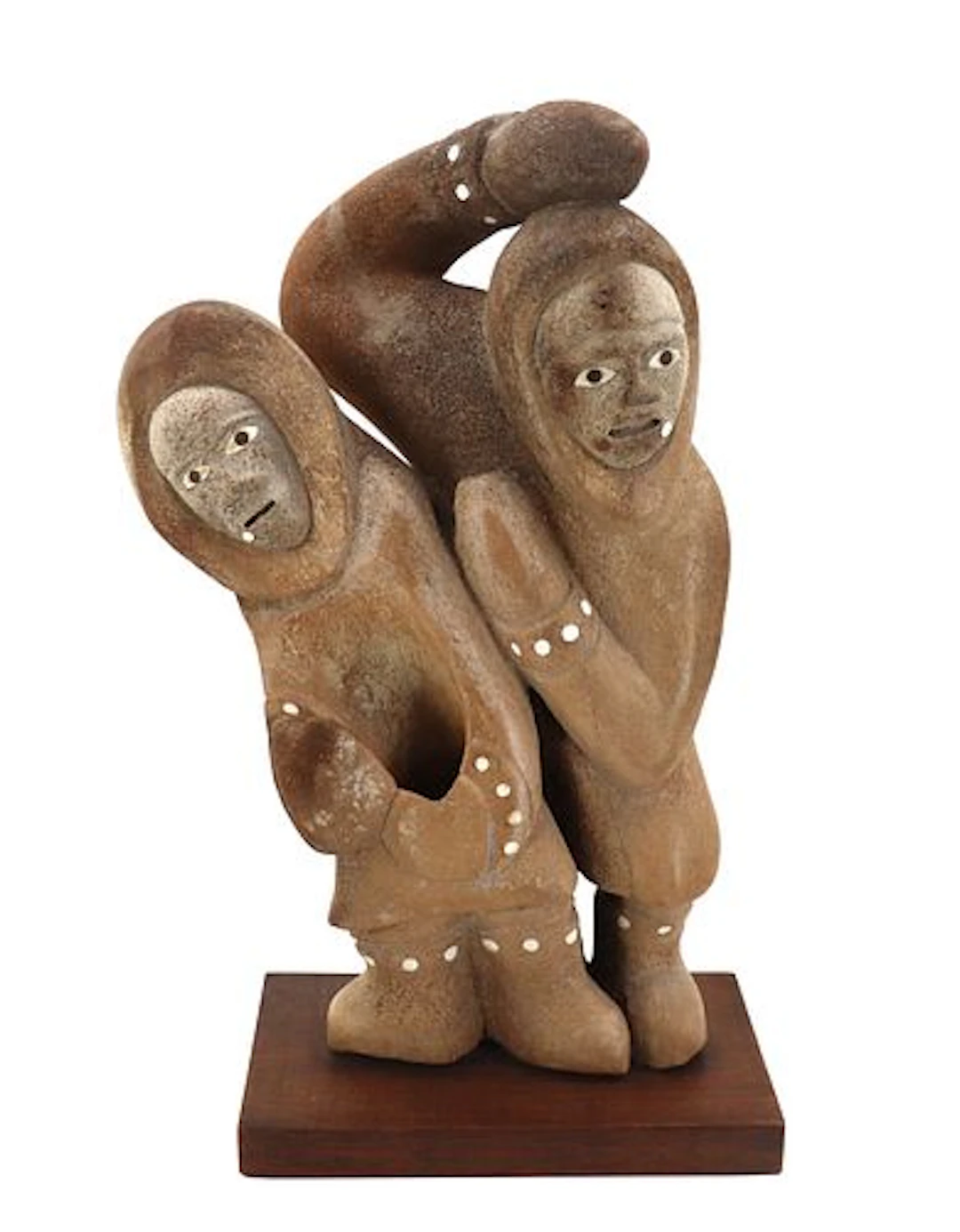 Inuit Carved Wood and Bone Figurine