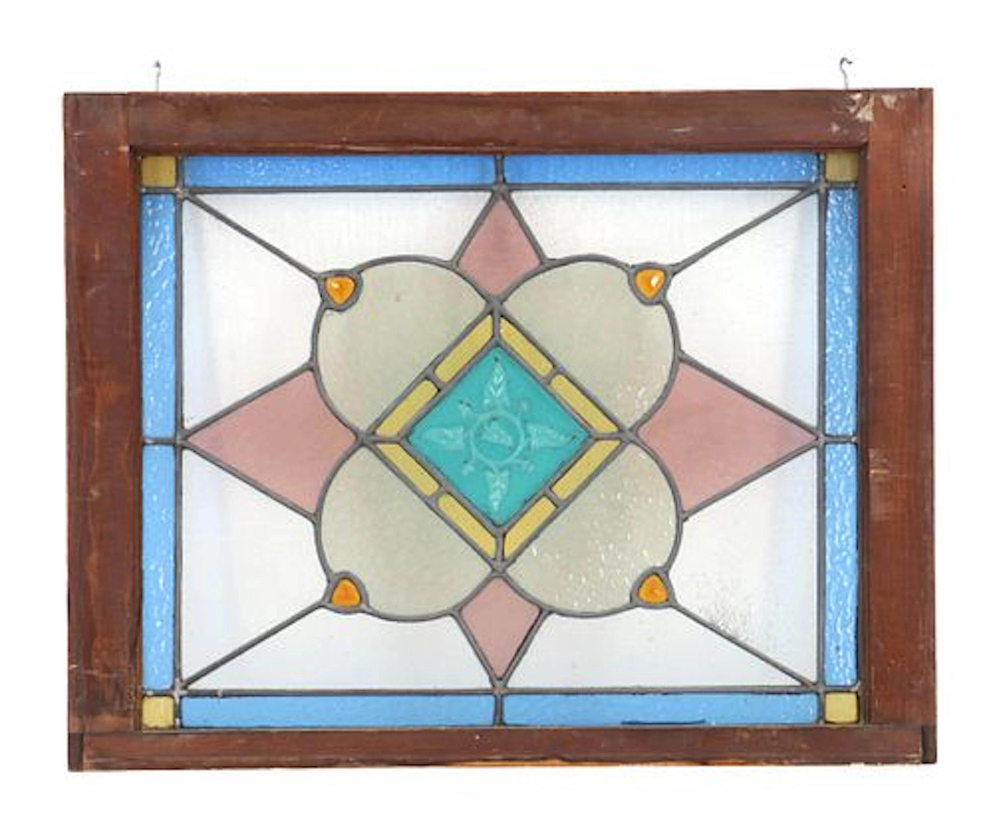 Leaded Stained Glass Geometric Floral Panel