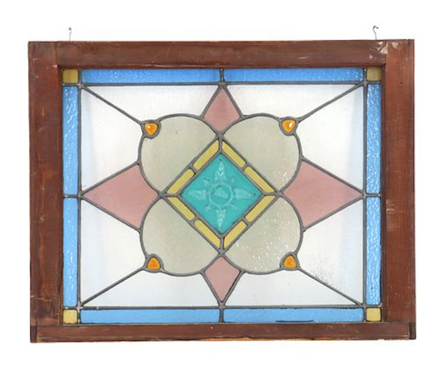 Leaded Stained Glass Geometric Floral Panel