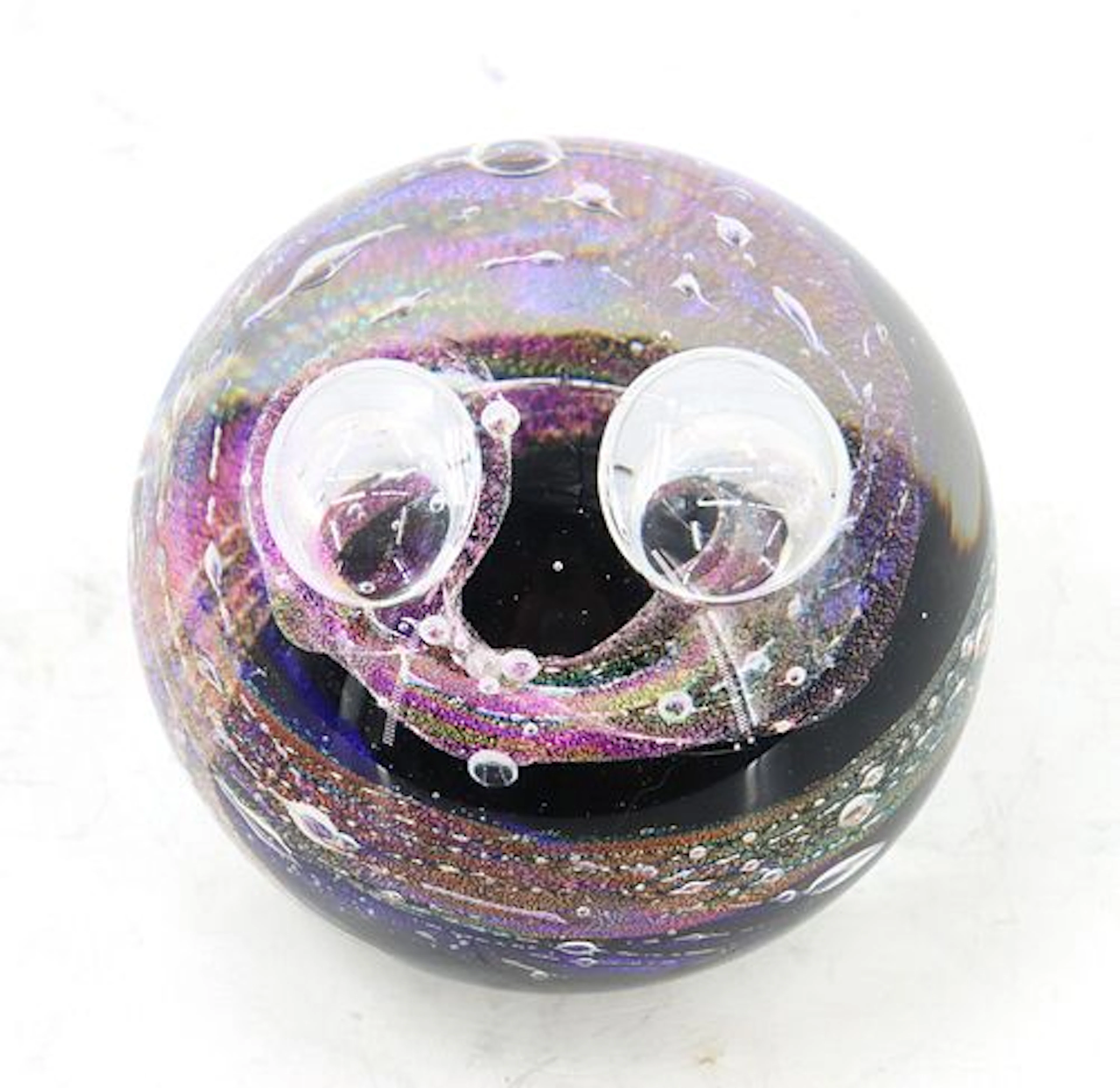 Rebecca Stewart (Born 1956) American, "Googly Eyes" Art Glass Paperweight