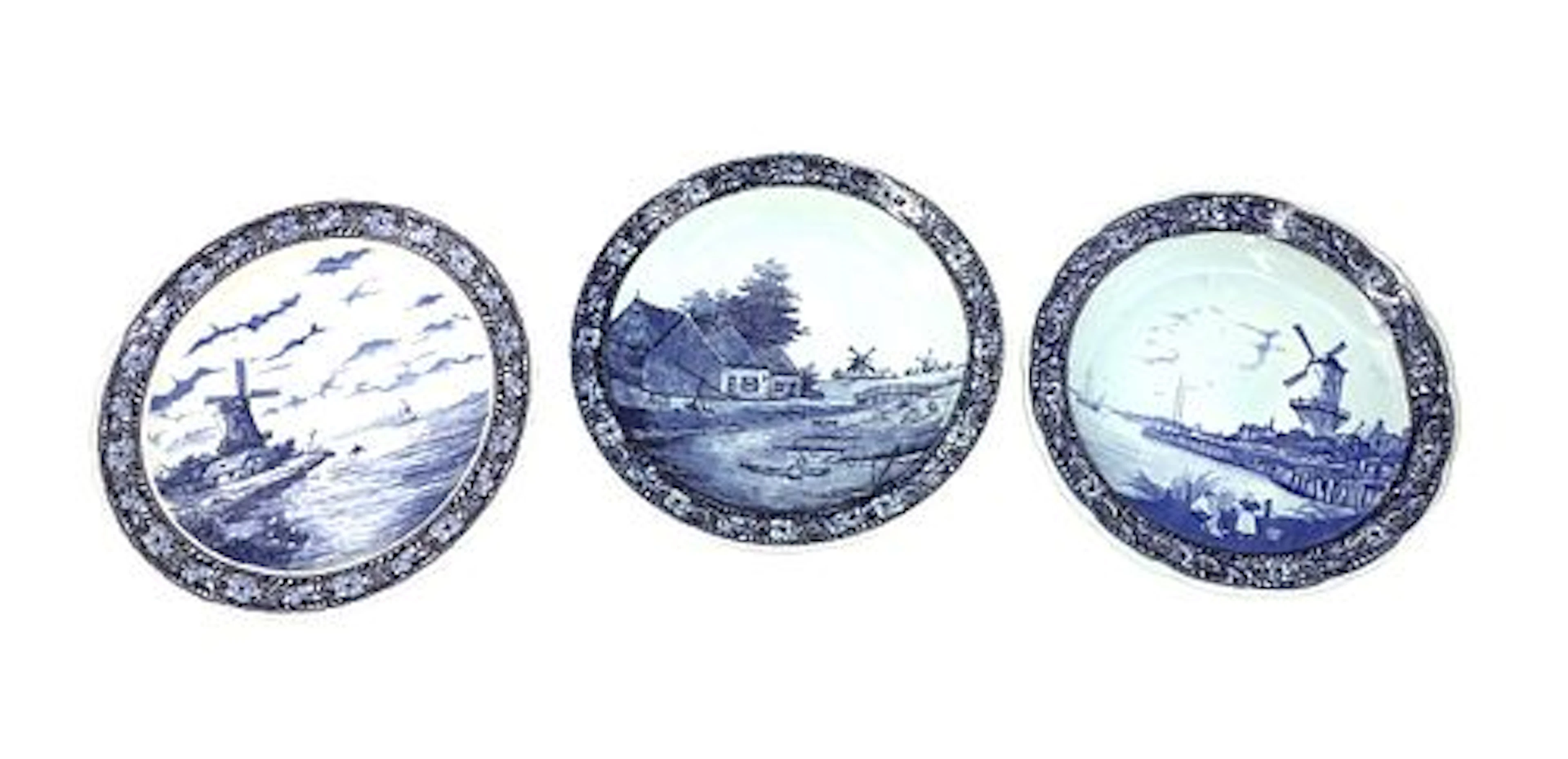 (3) Dutch Delft Earthenware Charger Plates
