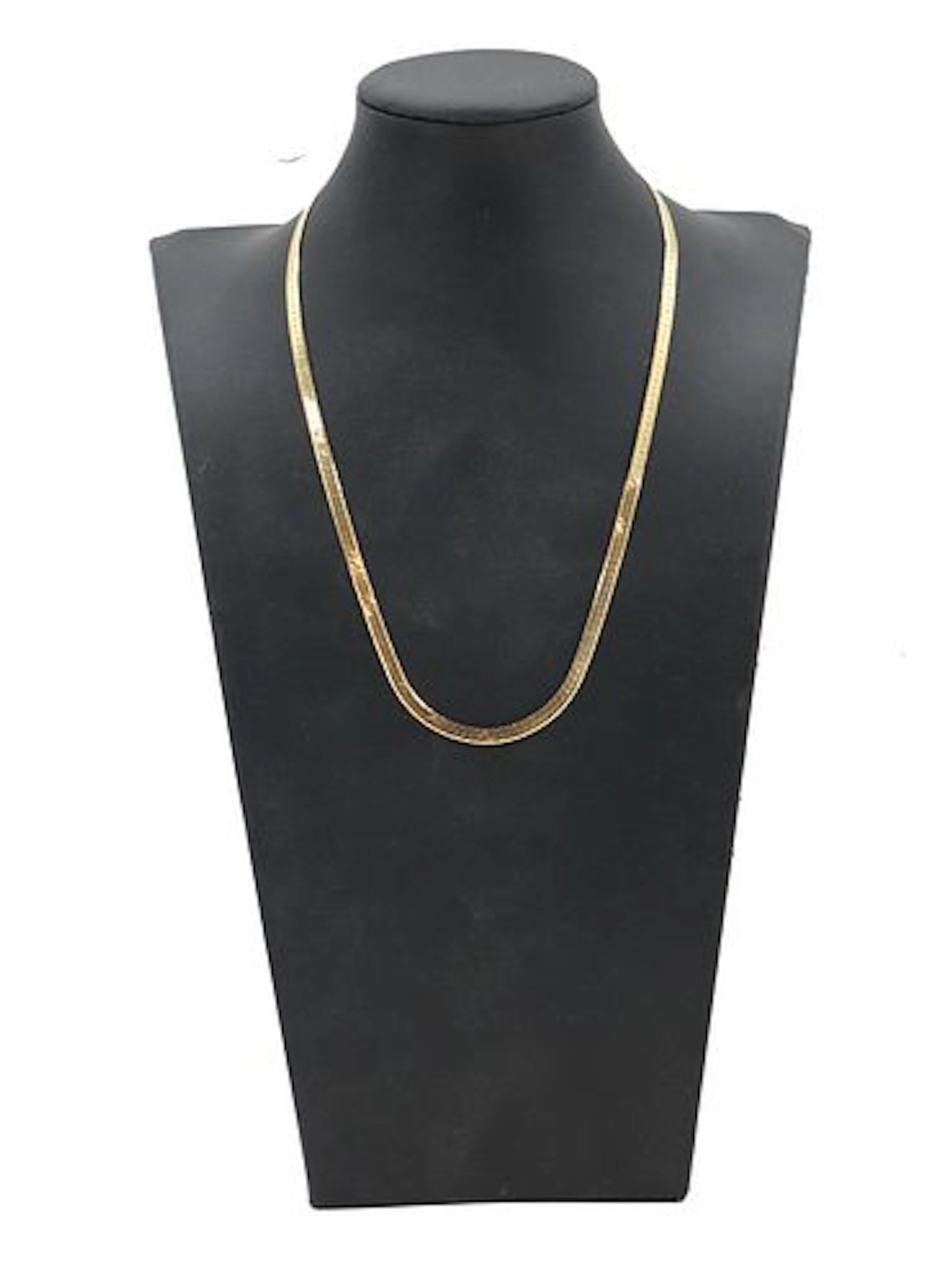 Italian 14k Gold Smooth Flat Herringbone Chain Necklace - 14.6 g.