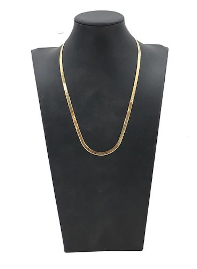 Italian 14k Gold Smooth Flat Herringbone Chain Necklace - 14.6 g.