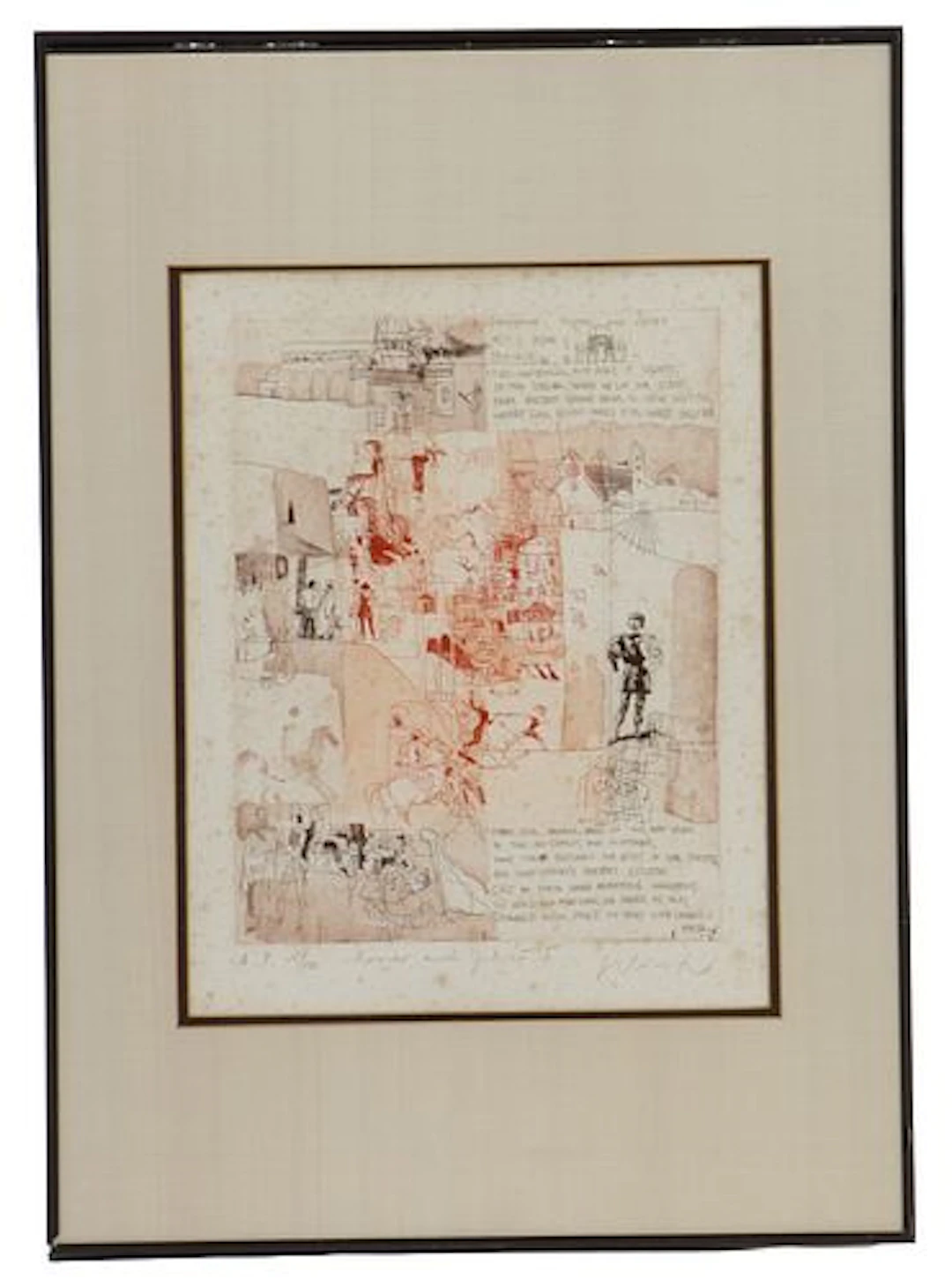 Paul Wurtz (20th Century) Color Etching and Aquatint "Romero and Juliet II"