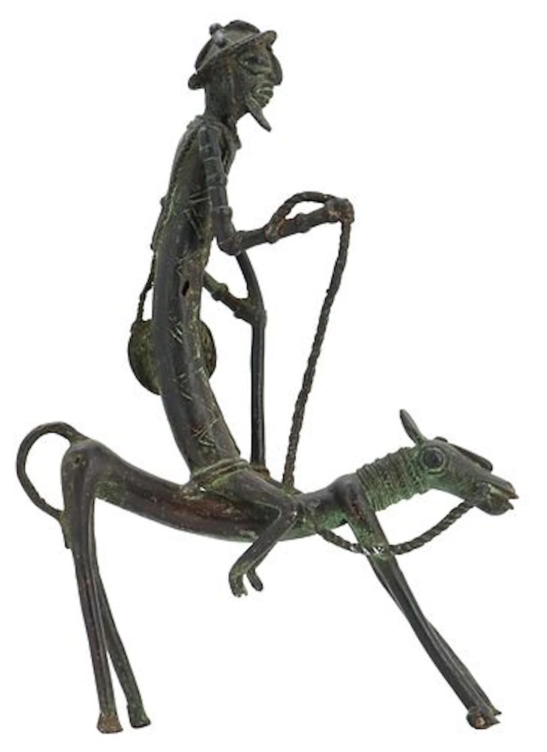 West African Dogon Cast Bronze Figure on Mule
