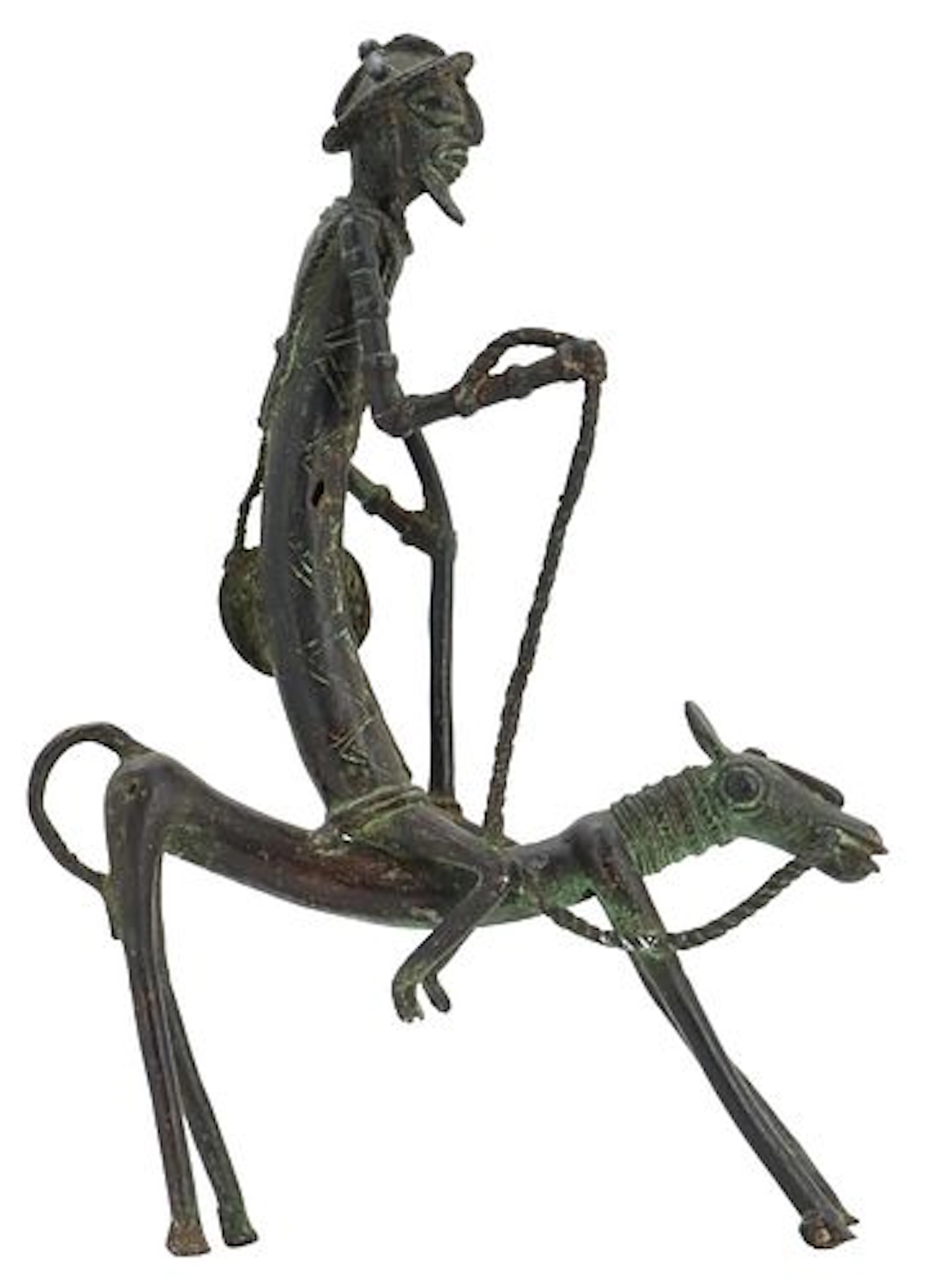 West African Dogon Cast Bronze Figure on Mule