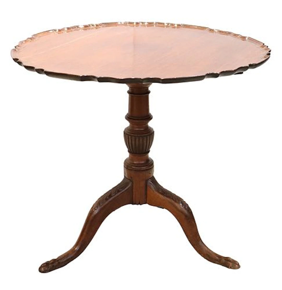 Antique Chippendale Style Carved Mahogany Pie-Crust Border Tilt-Top