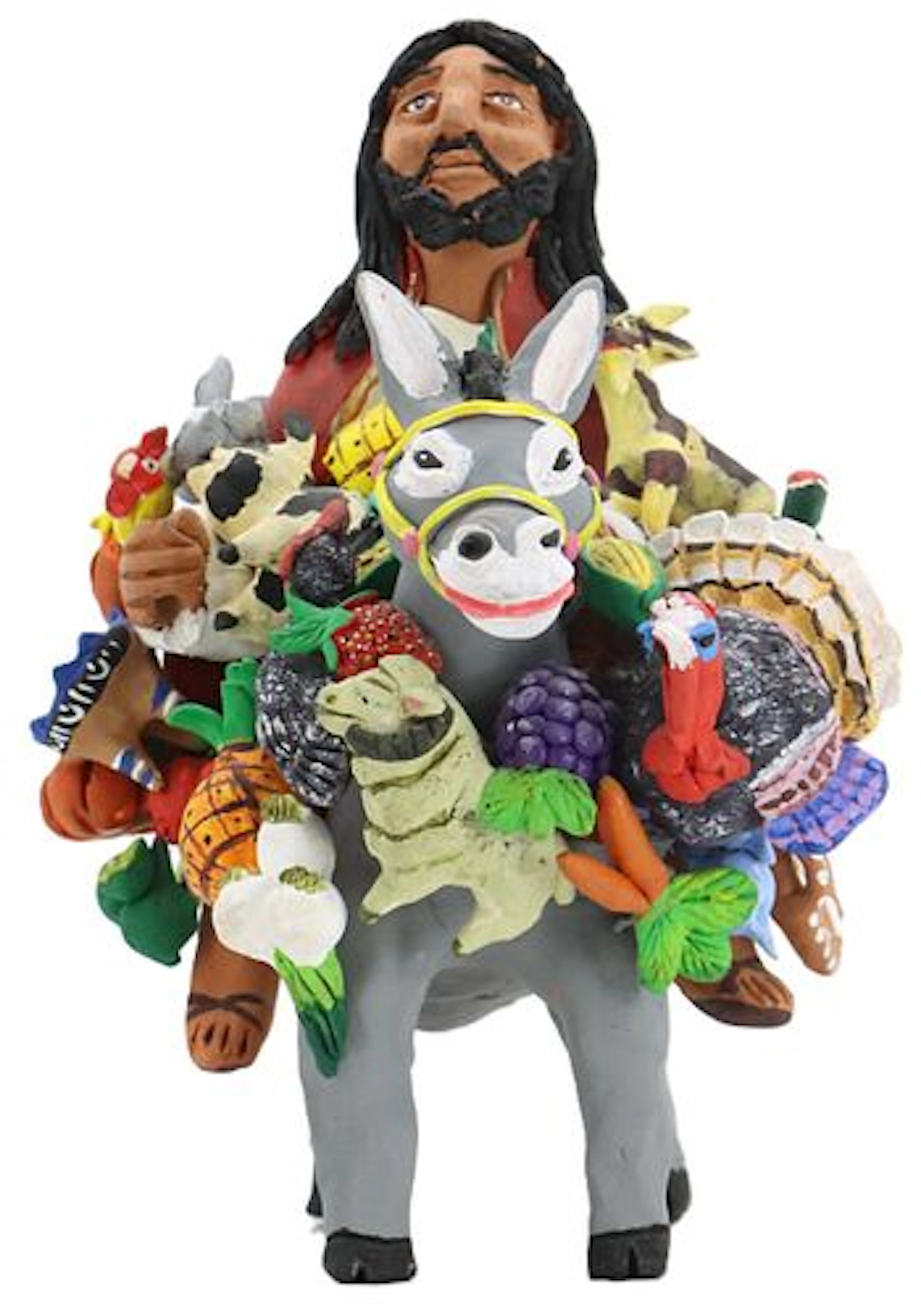 Josefina Aguilar (Born 1945) Mexican, Ceramic Folk Art Jesus on Donkey