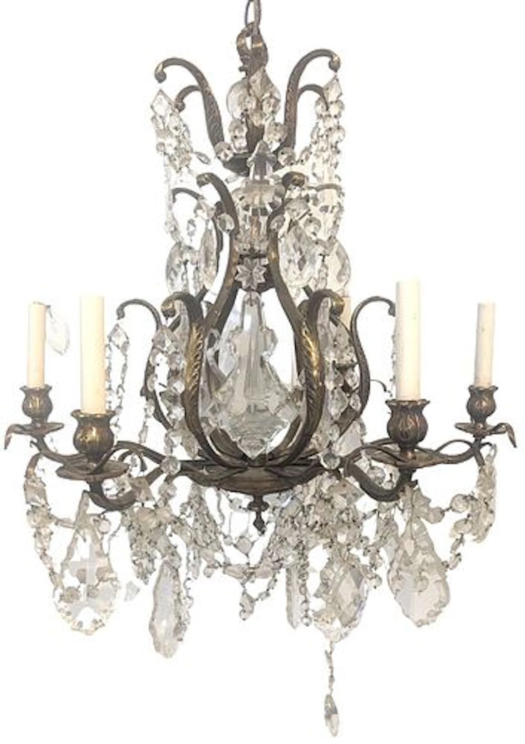 Bronze and Crystal Electrified Chandelier
