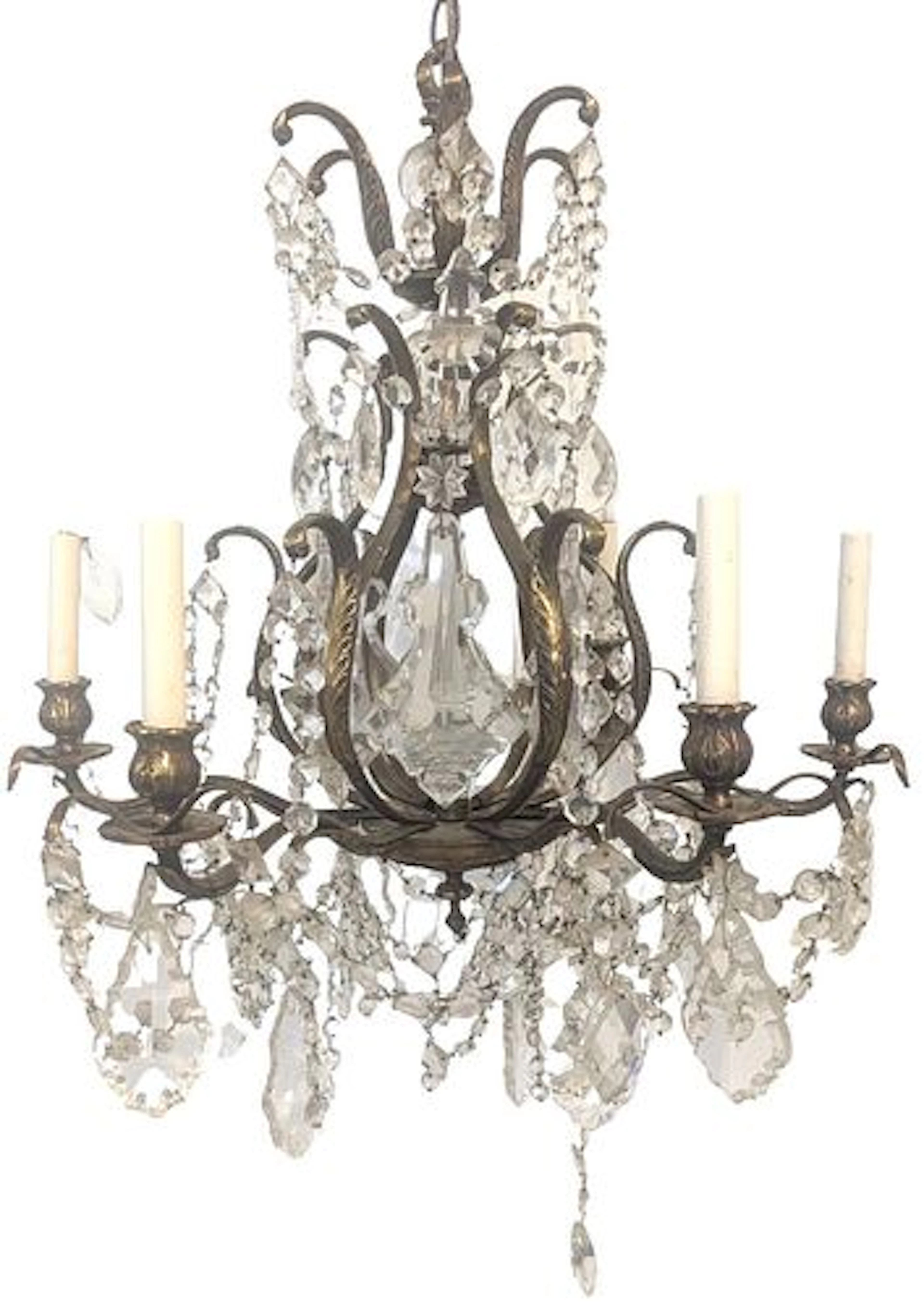 Bronze and Crystal Electrified Chandelier