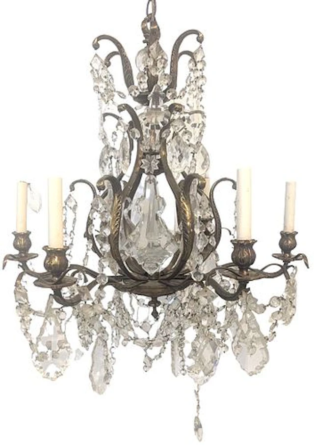 Bronze and Crystal Electrified Chandelier