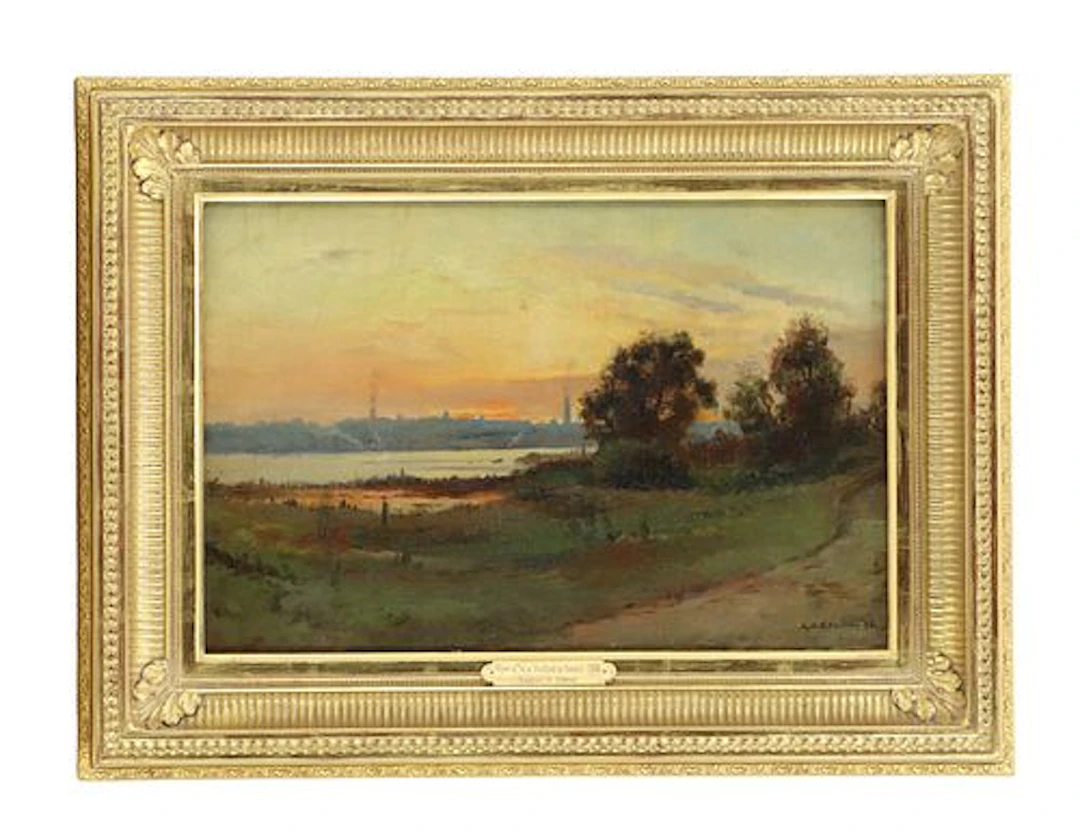 Lemuel D. Eldred (1848-1921) American, Oil on Canvas Landscape "Sunset