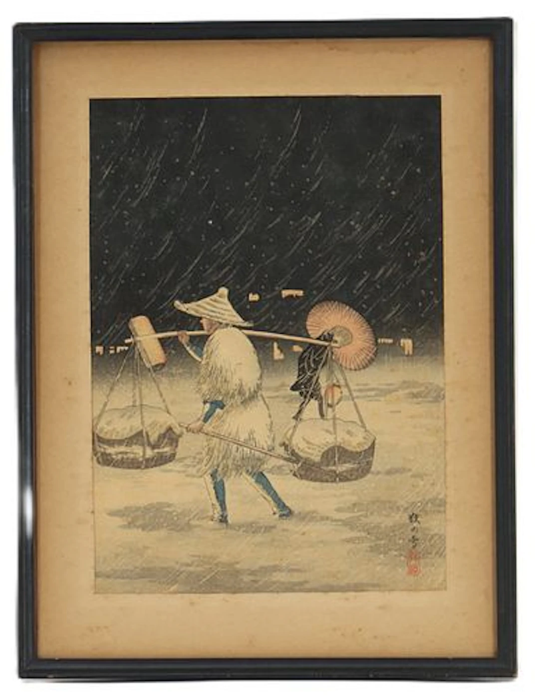 Takahashi Hiroaki (1871–1945) Japanese, Woodblock Print "Yoru no Yuki"