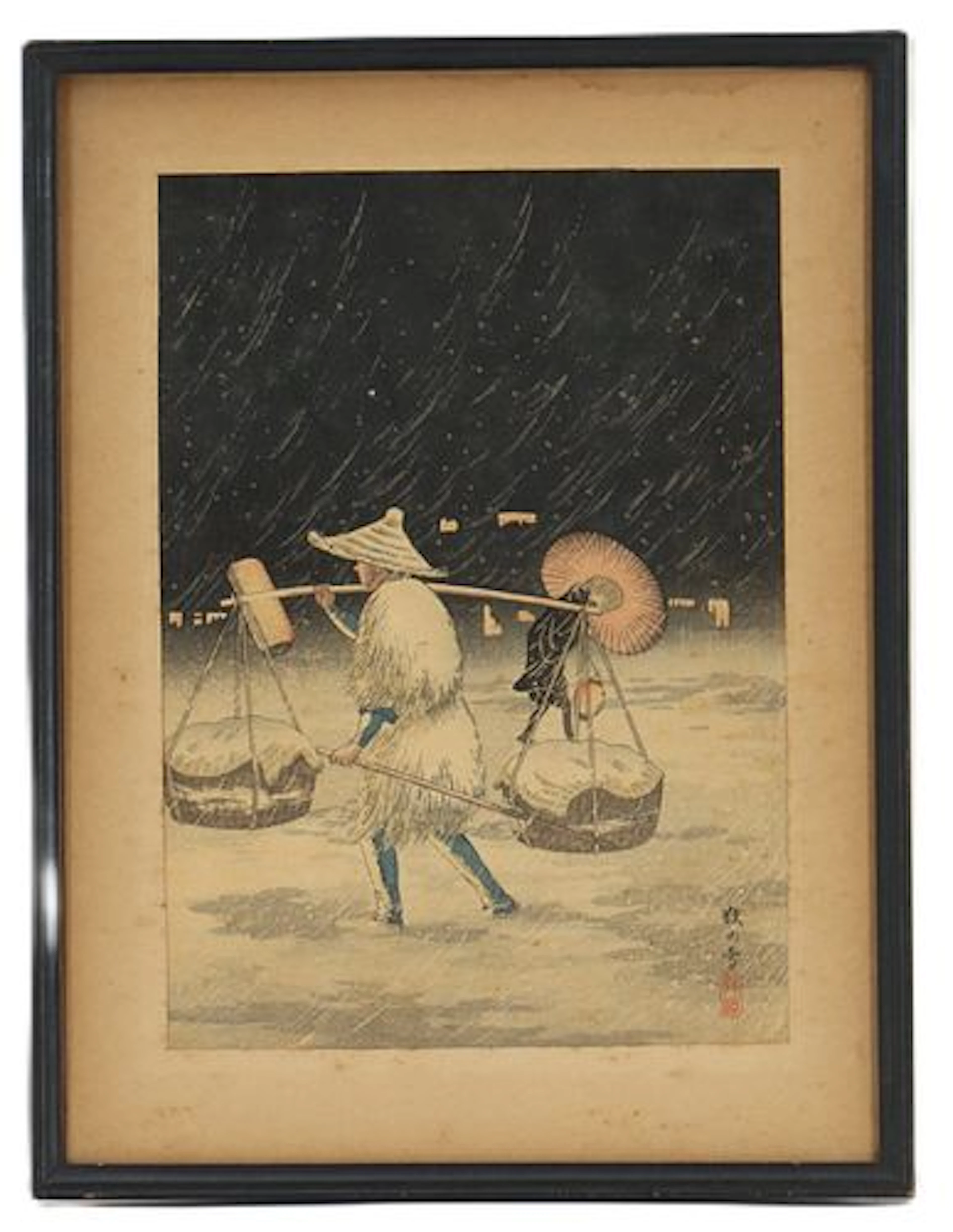 Takahashi Hiroaki (1871–1945) Japanese, Woodblock Print "Yoru no Yuki"